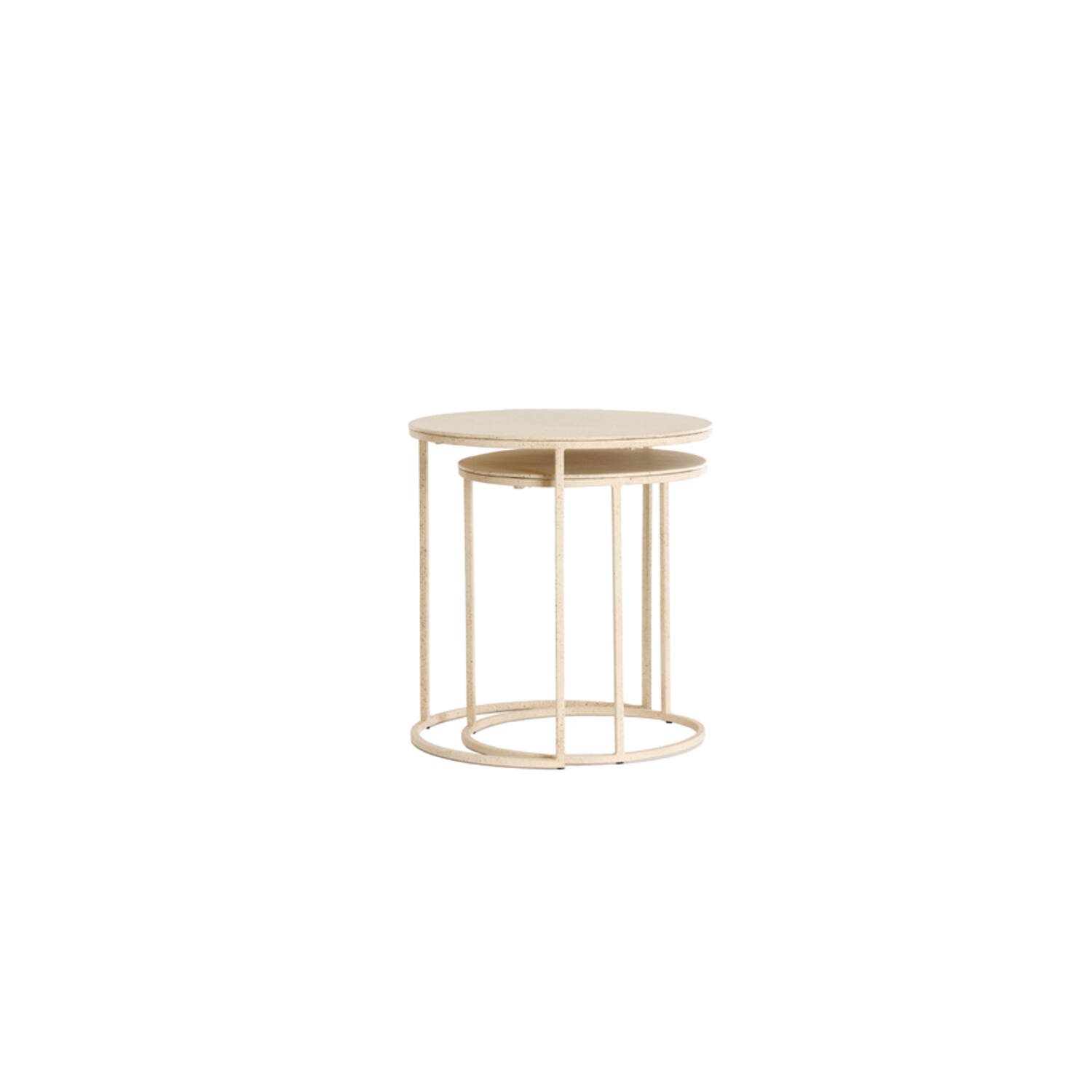Side table S/2 Ø50x40+Ø52x46 cm SADAR sand+l brown spotted