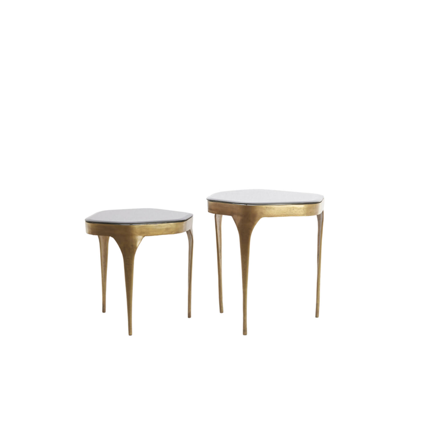 Side table S/2 max 50x45,5x50 cm AVI glass smoke+ant bronze