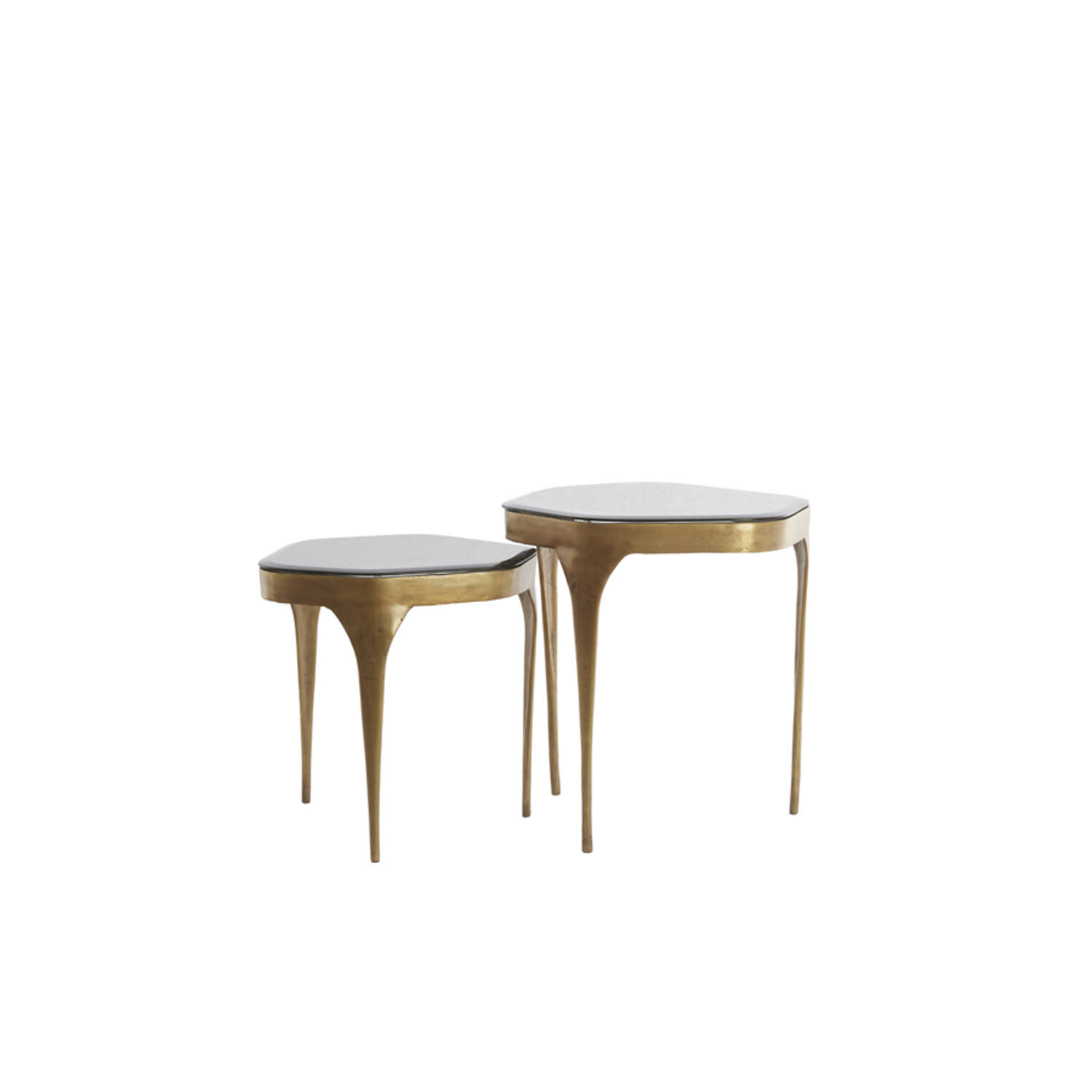 Side table S/2 max 50x45,5x50 cm AVI glass smoke+ant bronze