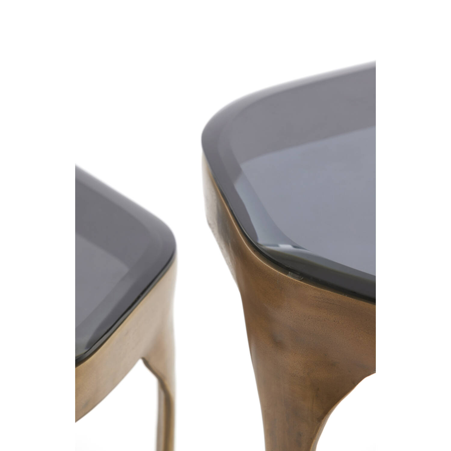 Side table S/2 max 50x45,5x50 cm AVI glass smoke+ant bronze