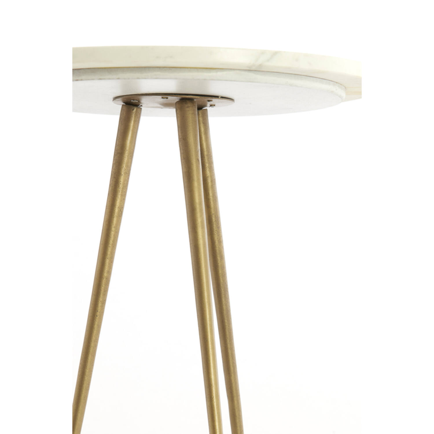 Bijzettafel S/2 max Ø43x53 cm PRATO marmer wit+antiek brons