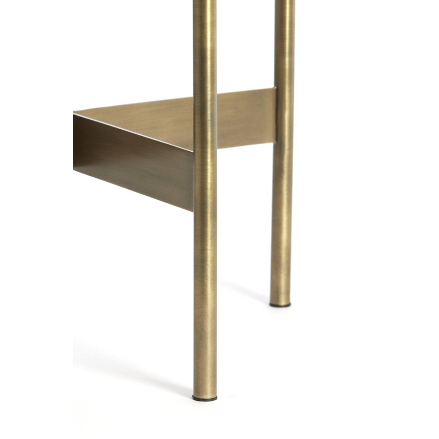 Side table Ø47x45 cm MACAPA antique bronze+cream travertine