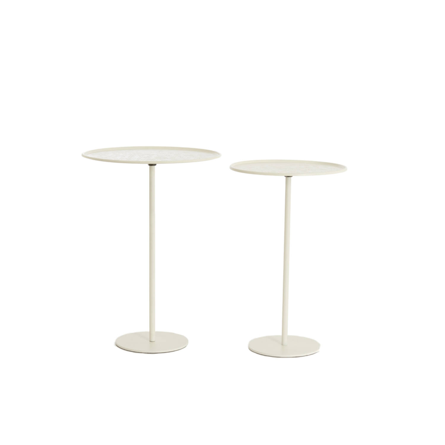 Side table S/2 Ø32x51+Ø38x54 cm LIA matt cream