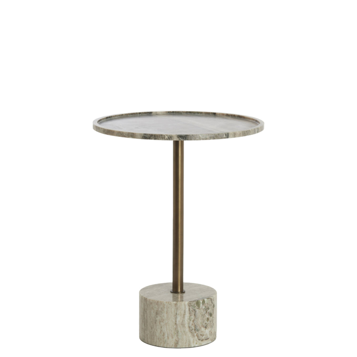 Bijzettafel Ø37x49 cm CIVITA marmer zand-grijs+d brn-brns