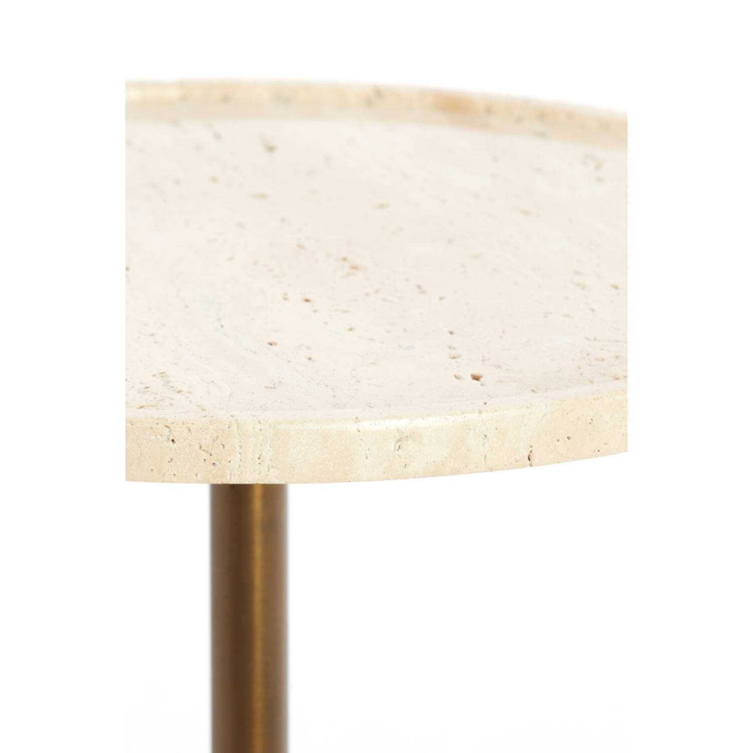 Side table Ø37x49 cm CIVITA travertine sand+brown bronze