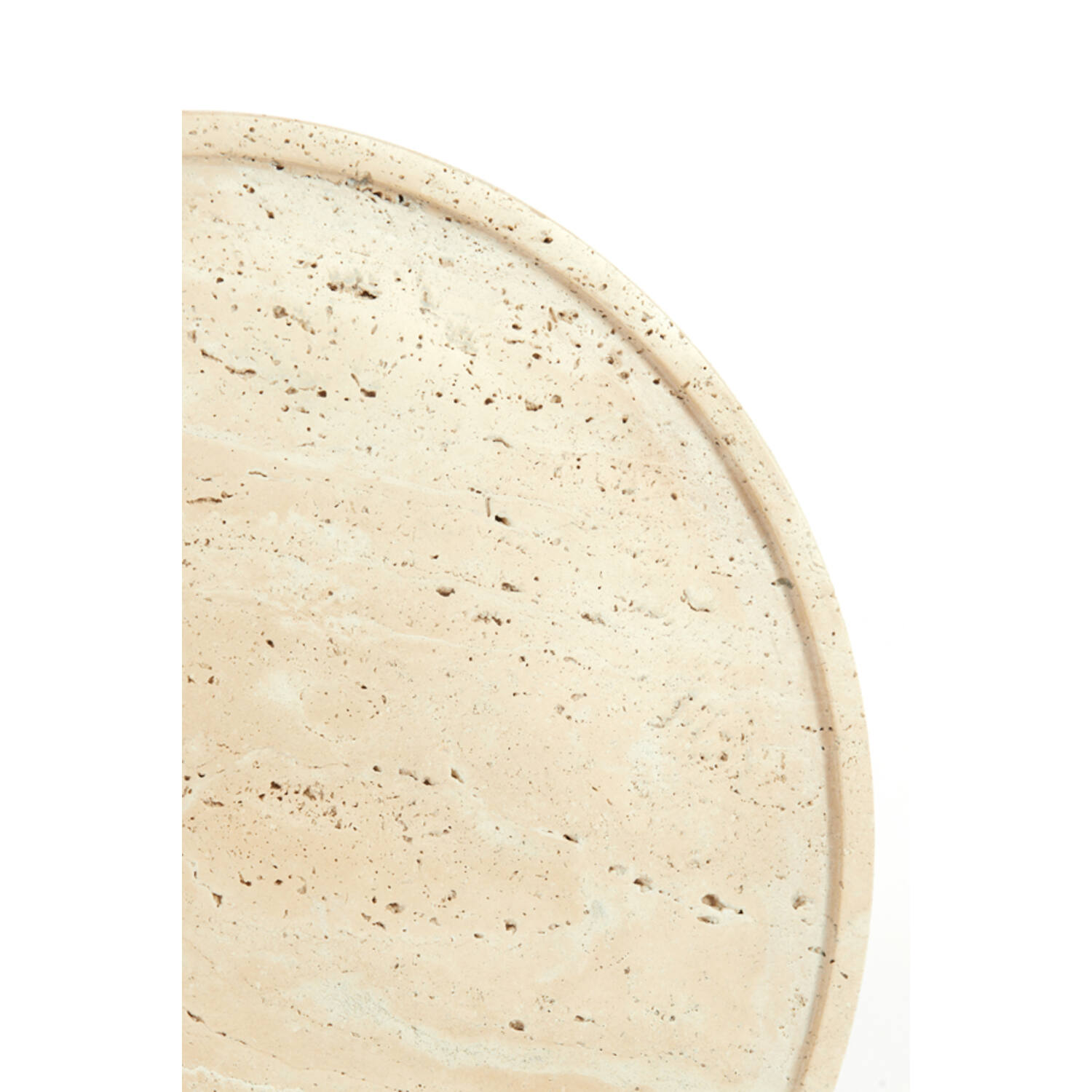 Side table Ø37x49 cm CIVITA travertine sand+brown bronze