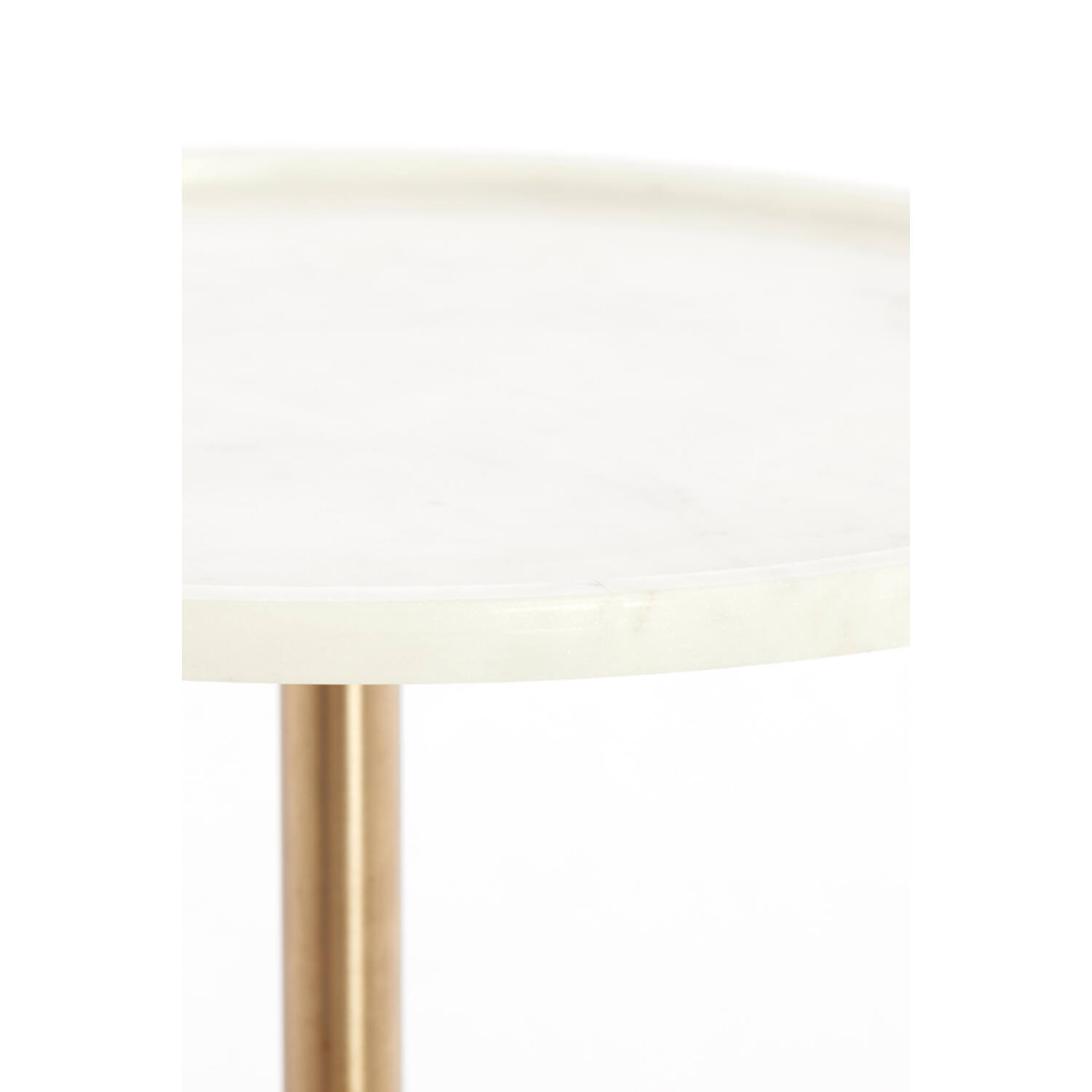 Bijzettafel Ø37x49 cm CIVITA marmer wit+antiek brons