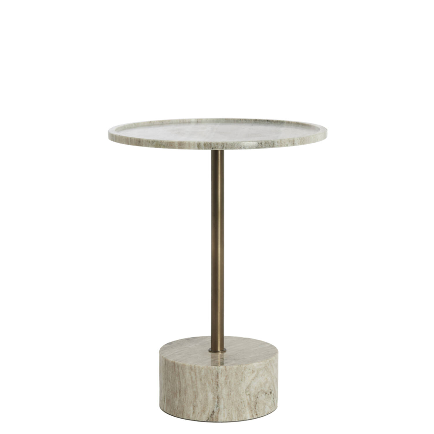 Bijzettafel Ø41x53 cm CIVITA marmer zand-grijs+d brn-brns