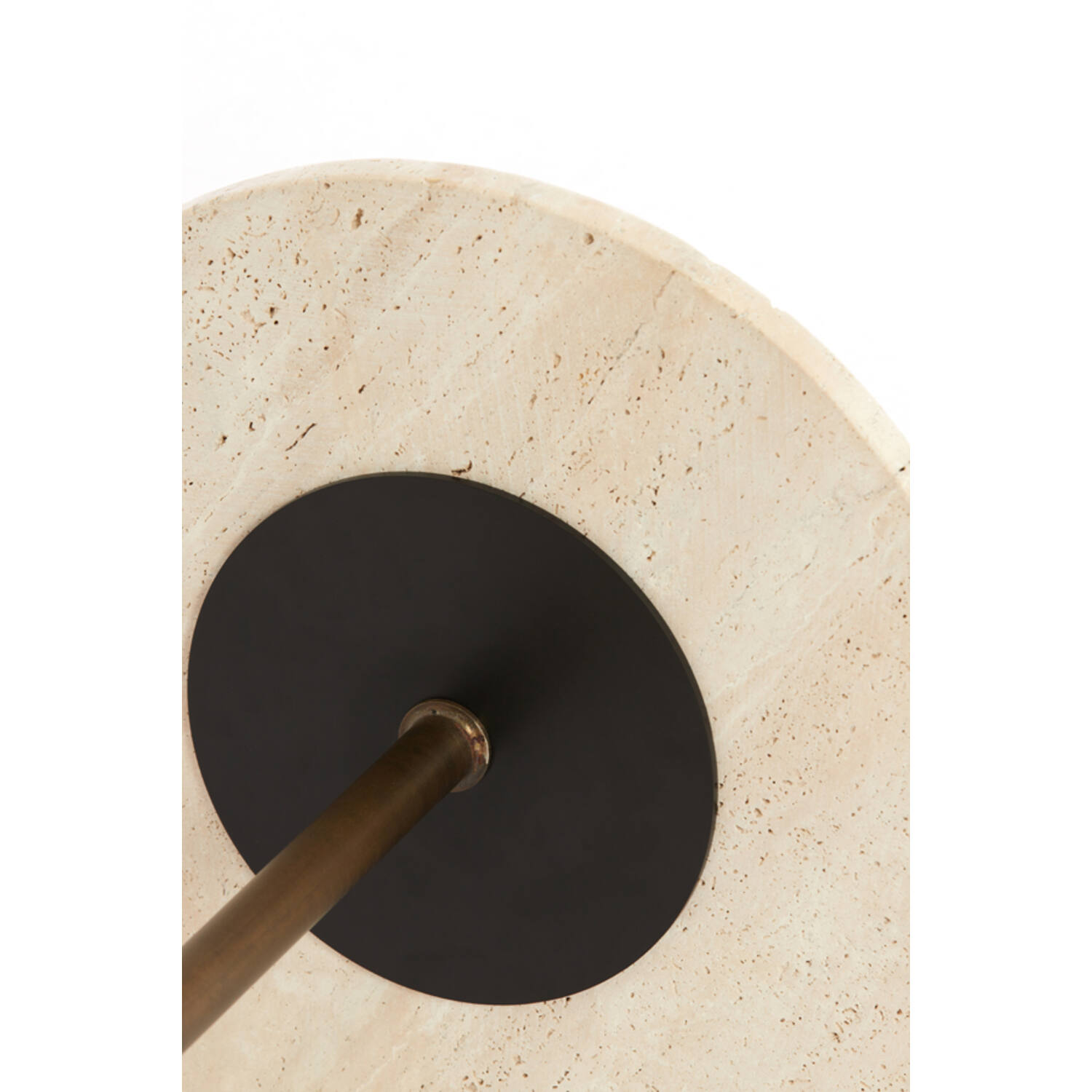 Bijzettafel Ø41x53 cm CIVITA travertin zand+donker brn-brons