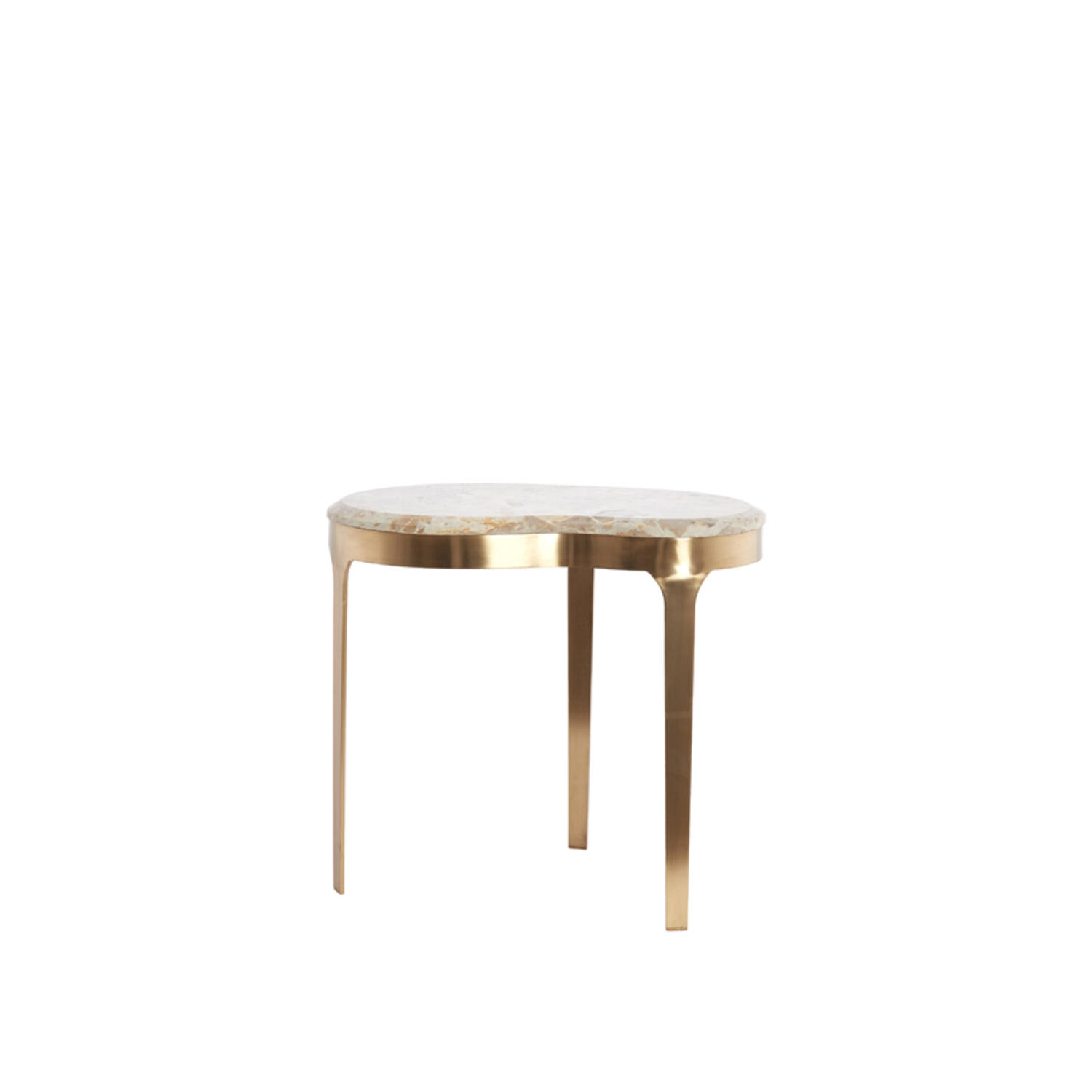 Bijzettafel 51x38x48 cm GIULIO marmer taupe+antiek brons