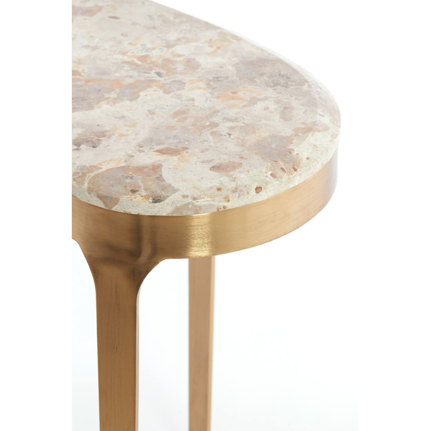 Bijzettafel 51x38x48 cm GIULIO marmer taupe+antiek brons