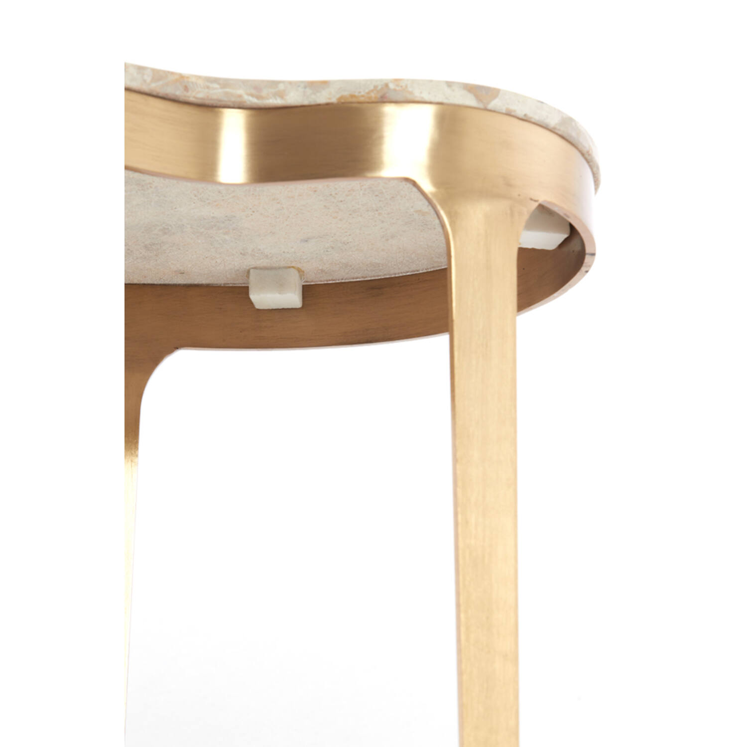 Bijzettafel 51x38x48 cm GIULIO marmer taupe+antiek brons