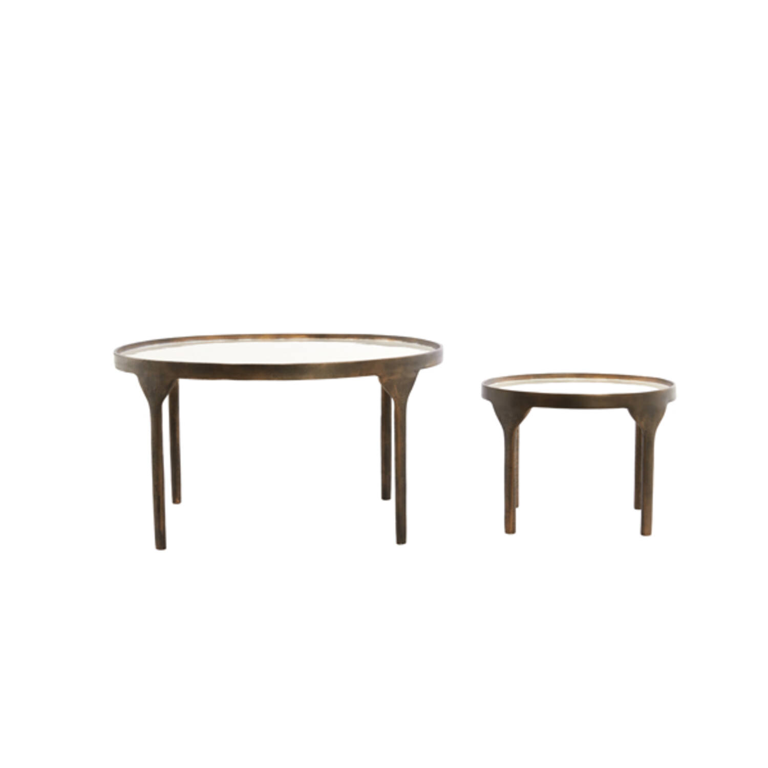 Salontafel S/2 max 85x85x42 cm ELI glans crème+antiek brons