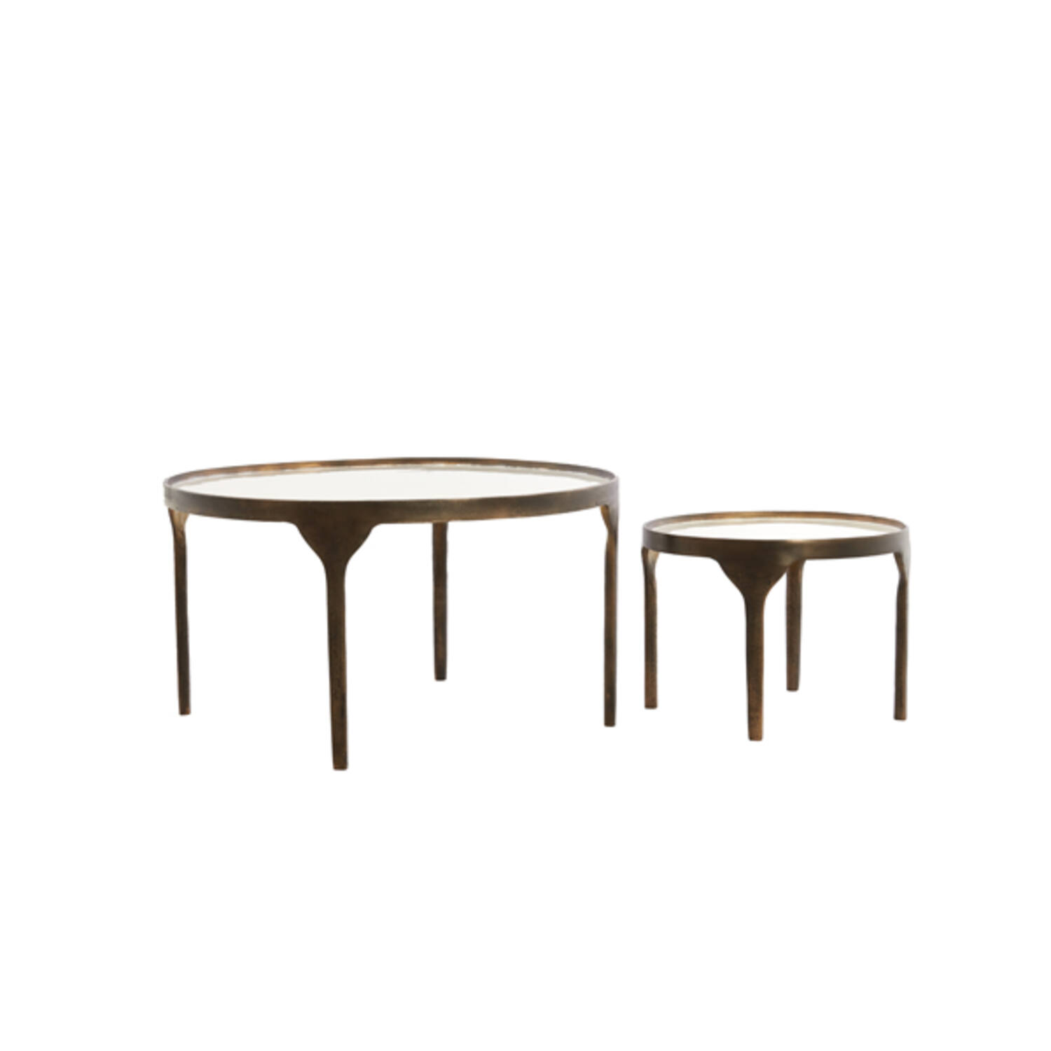 Salontafel S/2 max 85x85x42 cm ELI glans crème+antiek brons