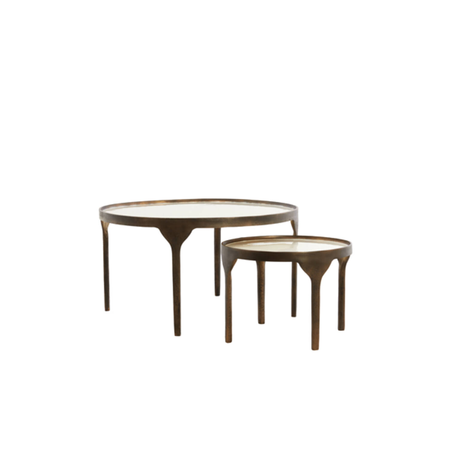 Salontafel S/2 max 85x85x42 cm ELI glans crème+antiek brons