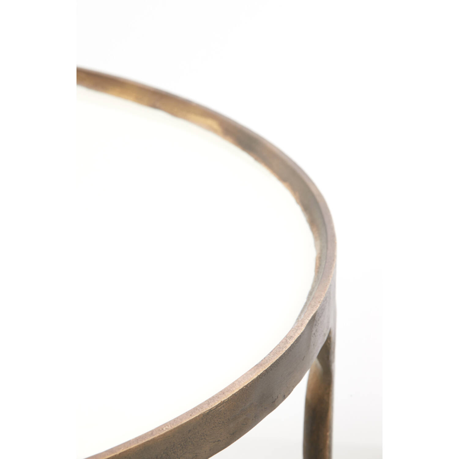 Salontafel S/2 max 85x85x42 cm ELI glans crème+antiek brons