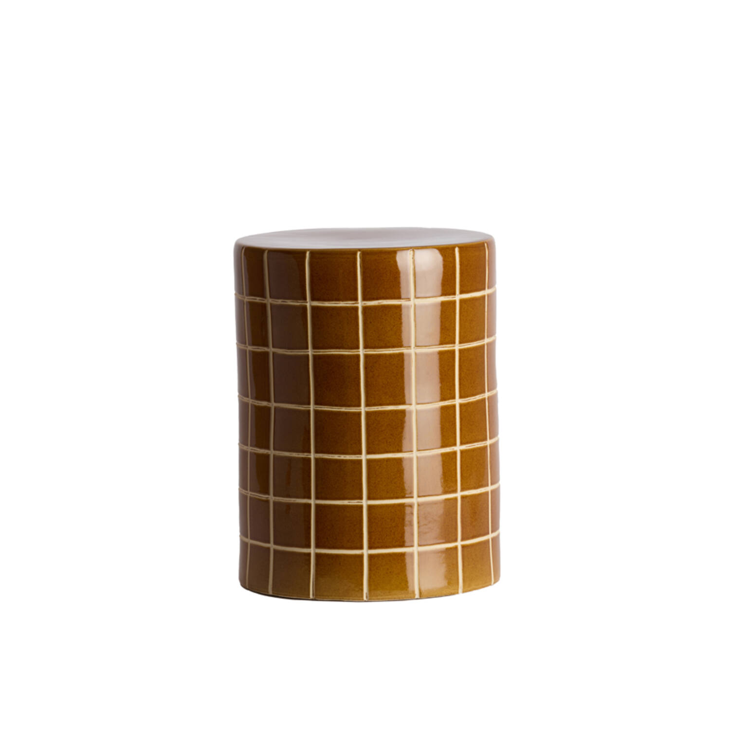 Side table Ø33x44 cm MAUCHO ceramics cognac+cream