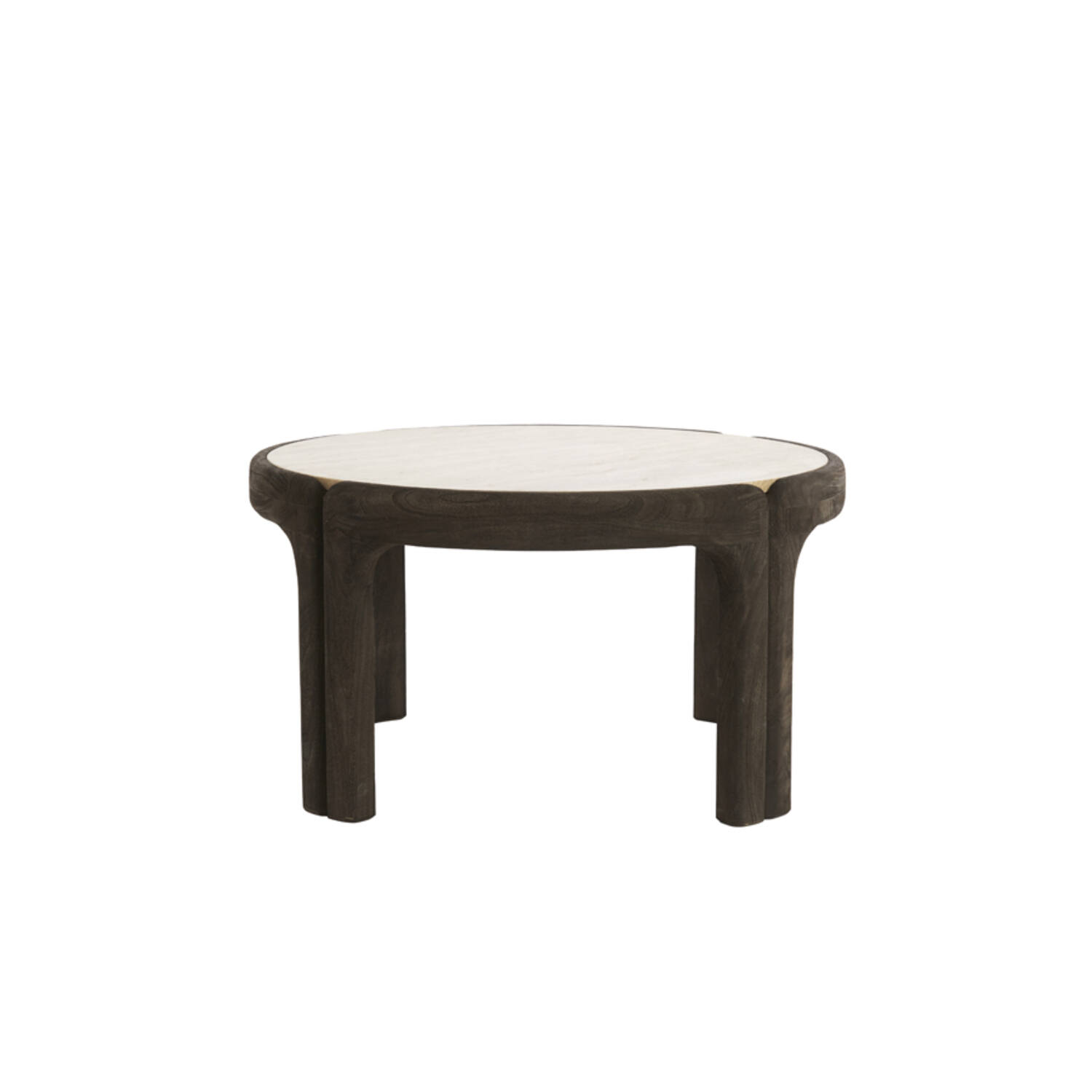 Coffee table Ø75x40 cm ALI wood gry-drk brwn+travertine sand
