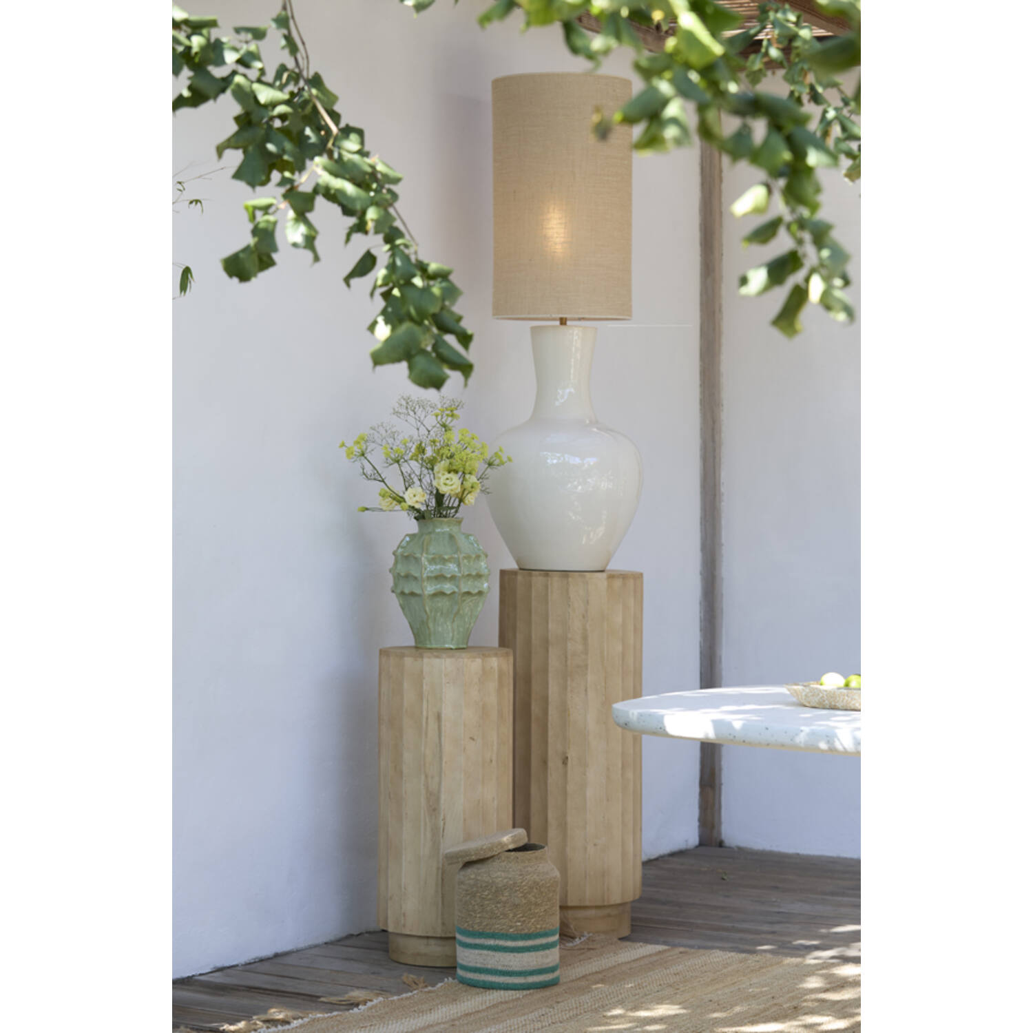 Pillar Ø35x60 cm ELLENA wood matt natural