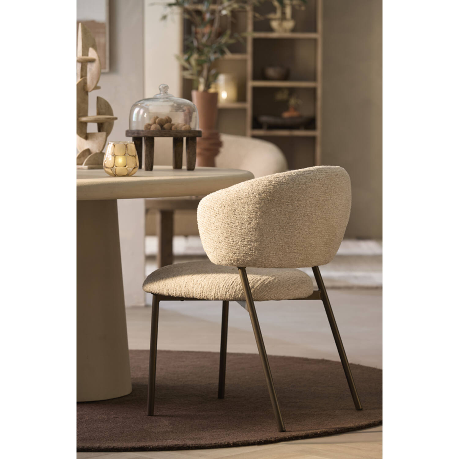 Dining chair 62x57x81 cm TIBALT beige+antique bronze