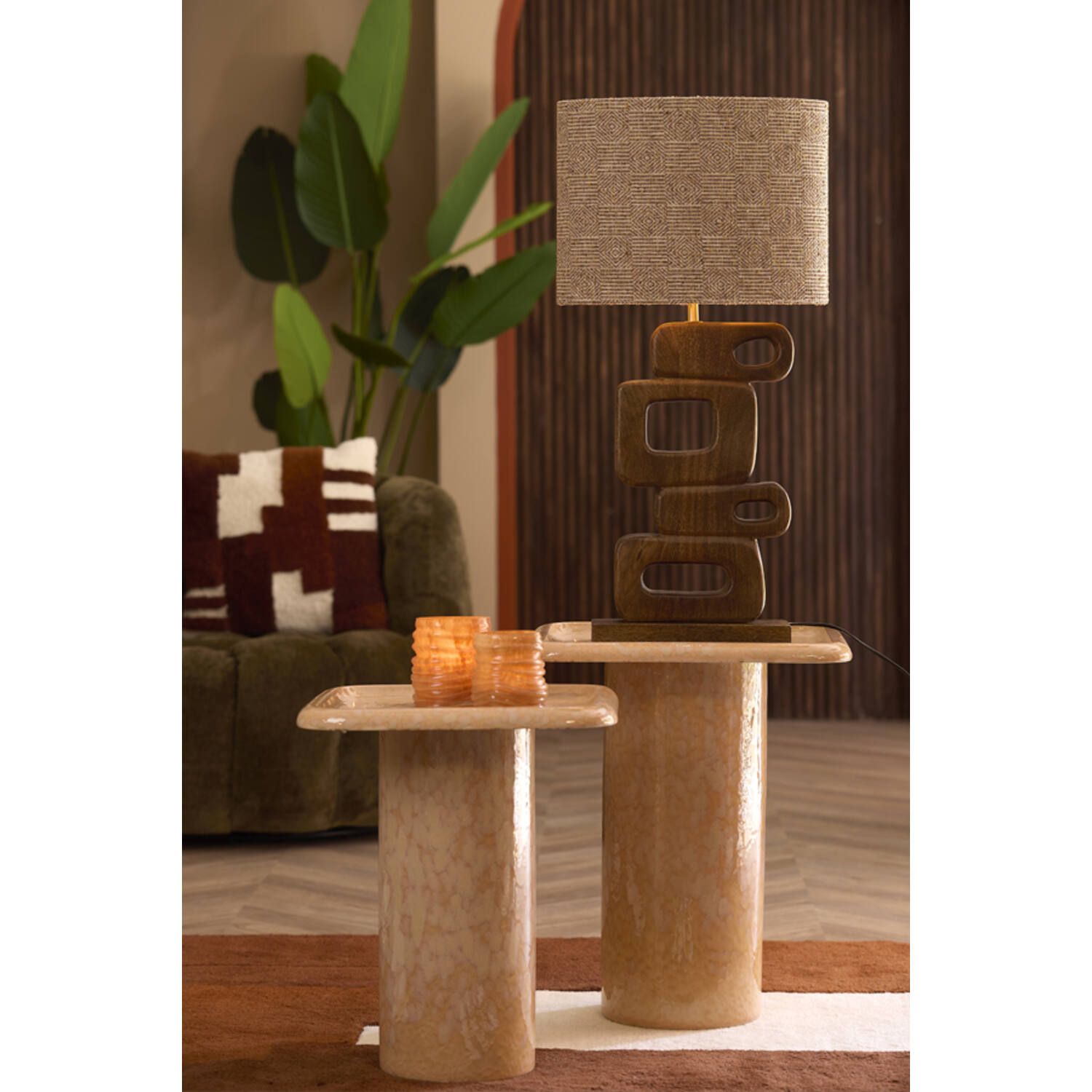 Side table 40x40x48 cm LUARCA ceramics light peach