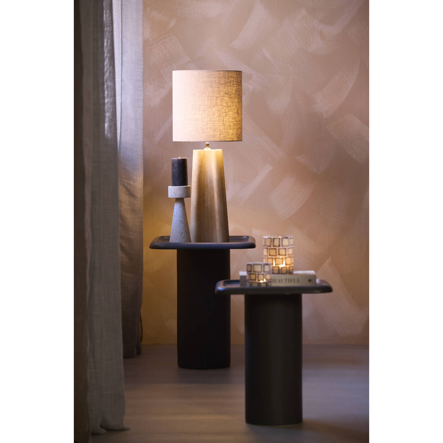 Side table 45x45x54 cm LUARCA ceramics matt black