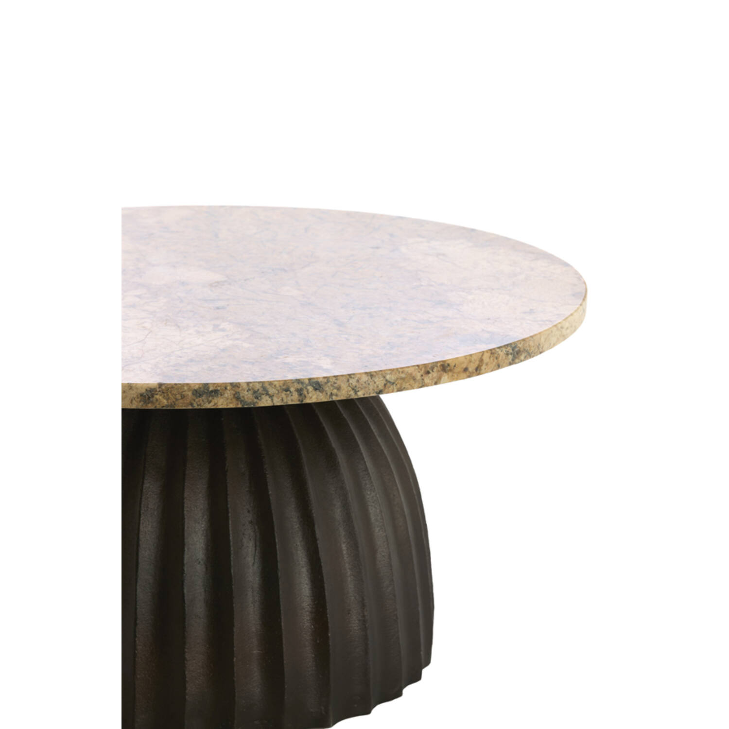 Side table Ø69x35 cm OBIDOS orange-grey marble+d brown
