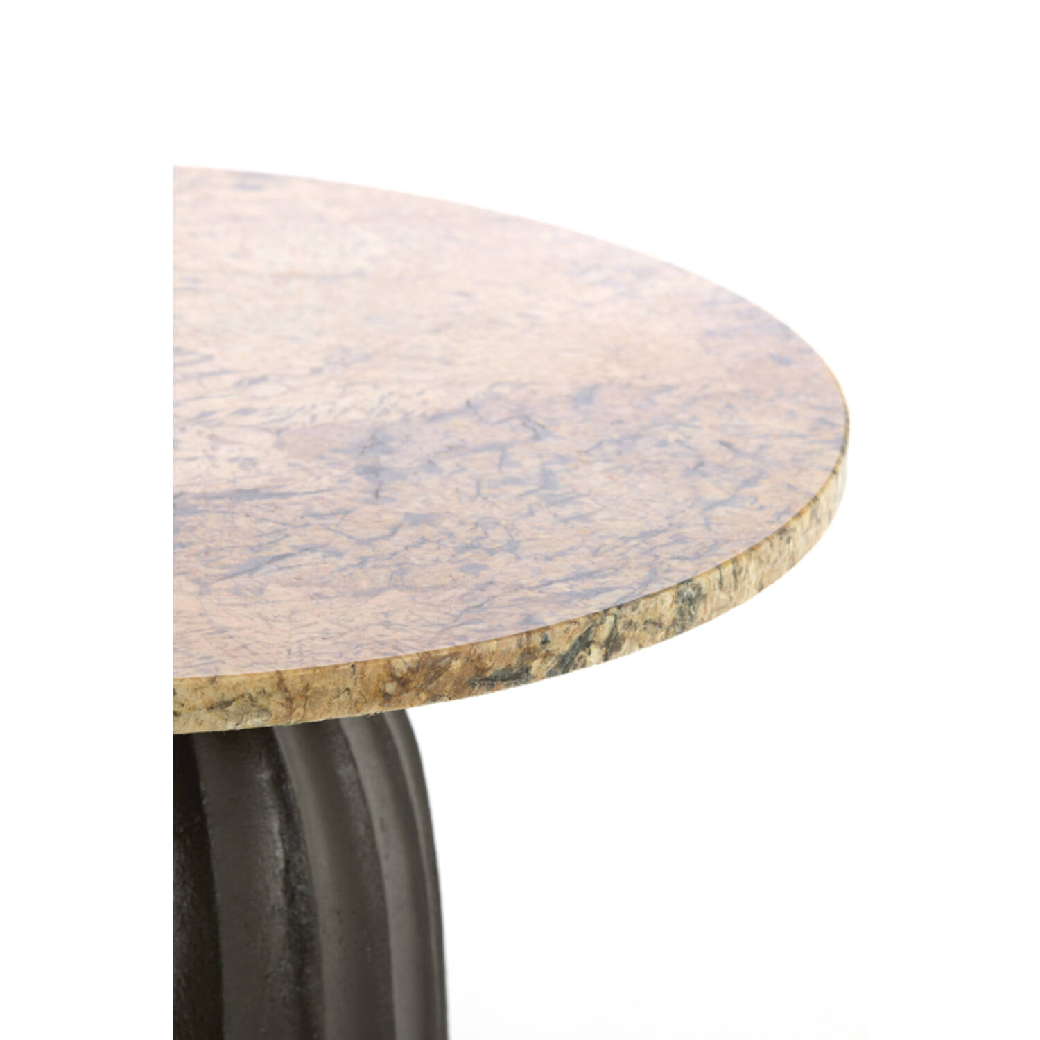 Side table Ø60x43 cm OBIDOS orange-grey marble+d brown