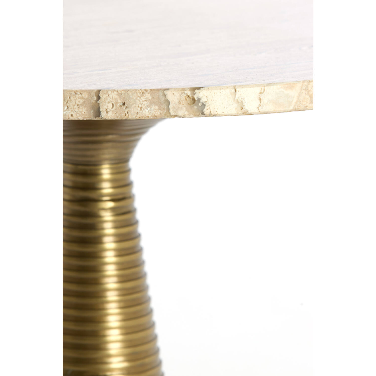 Coffee table Ø60x40 cm BAHIA sand travertine+antique bronze