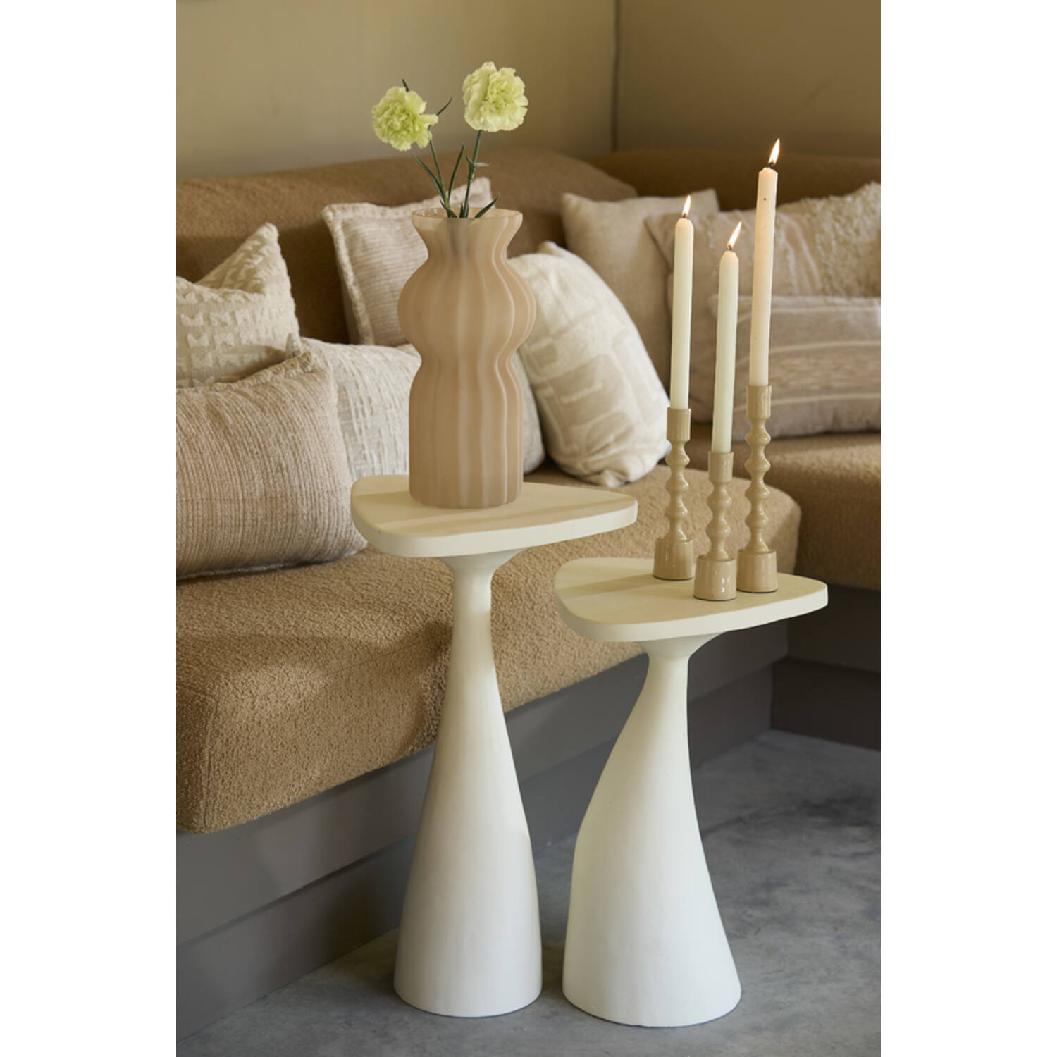 Side table 33x33x49 cm VAROLI matt cream