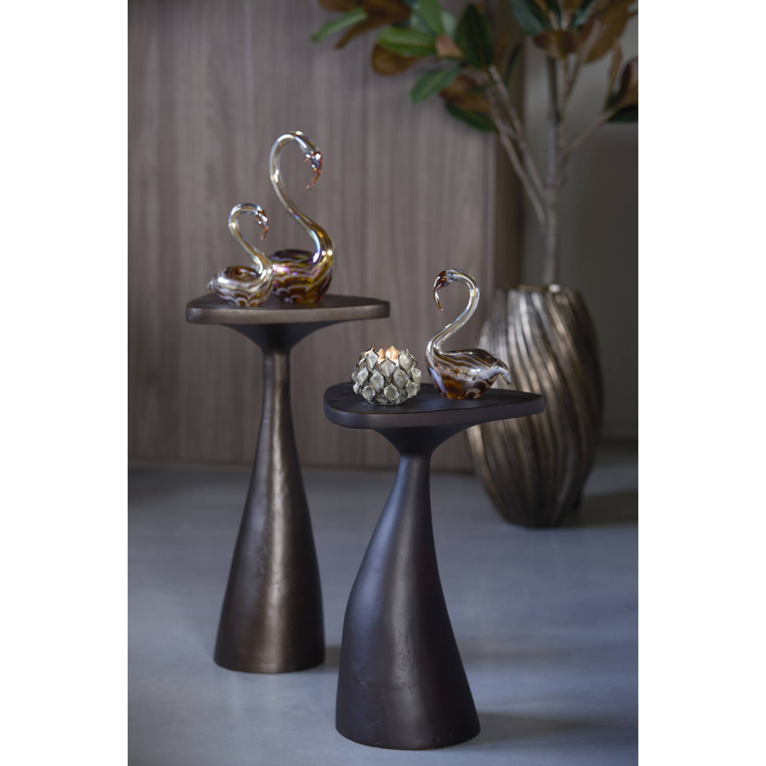 Side table 33x33x60 cm VAROLI matt brown-bronze