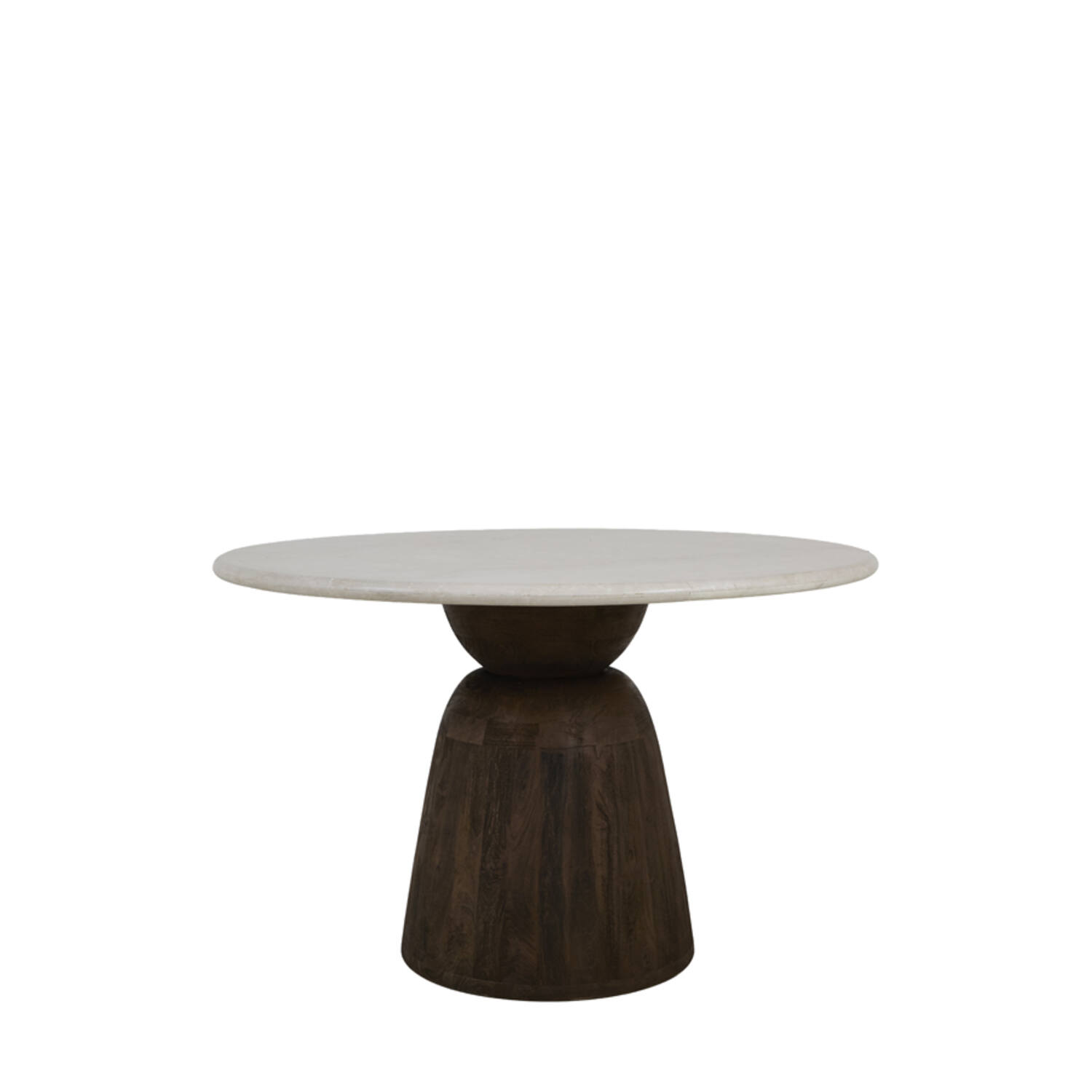 Dining table Ø120x76 cm SOY marble sand+mango wood choc brwn