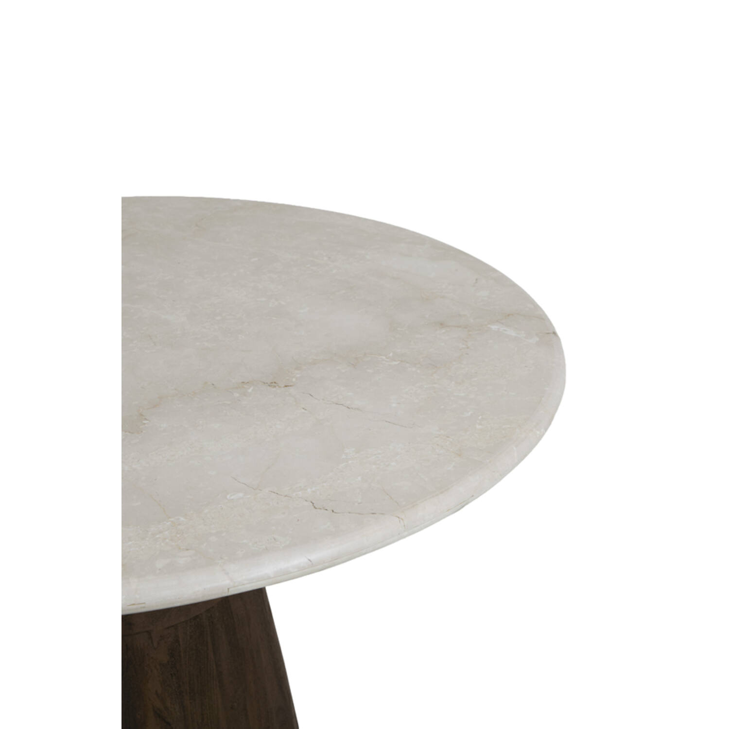 Dining table Ø120x76 cm SOY marble sand+mango wood choc brwn