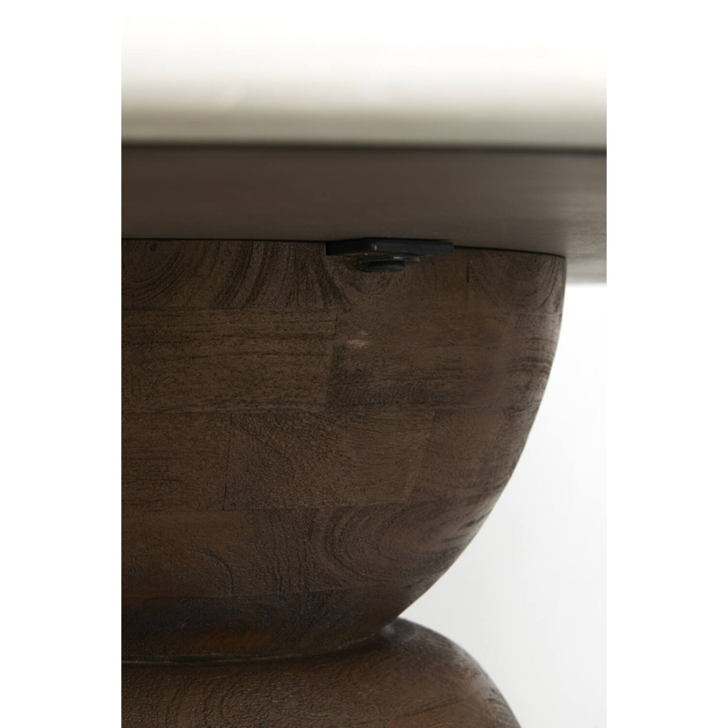 Dining table Ø120x76 cm SOY marble sand+mango wood choc brwn