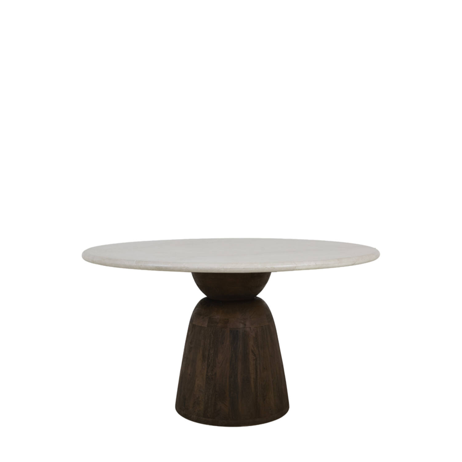 Dining table Ø140x76 cm SOY marble sand+mango wood choc brwn