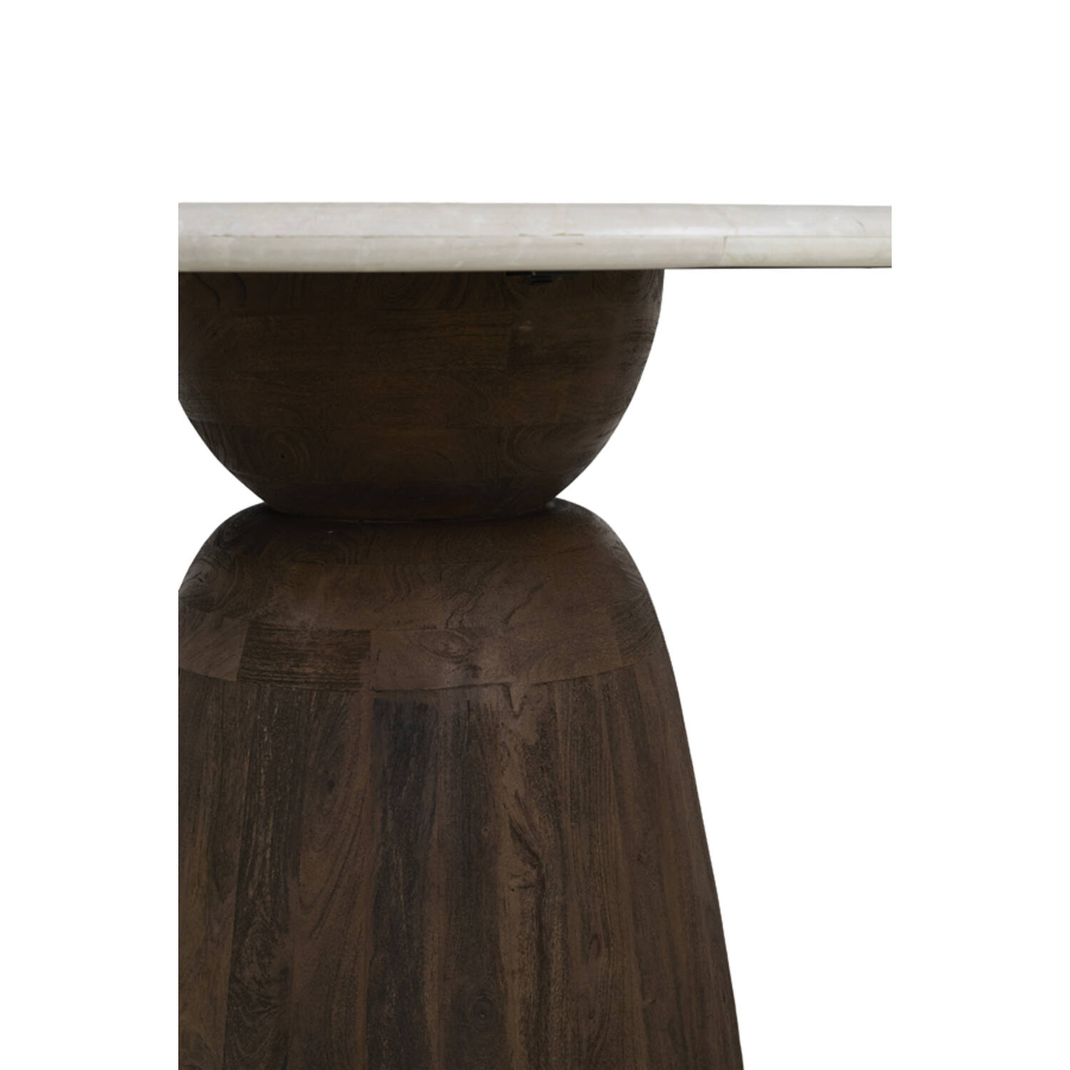 Dining table Ø140x76 cm SOY marble sand+mango wood choc brwn