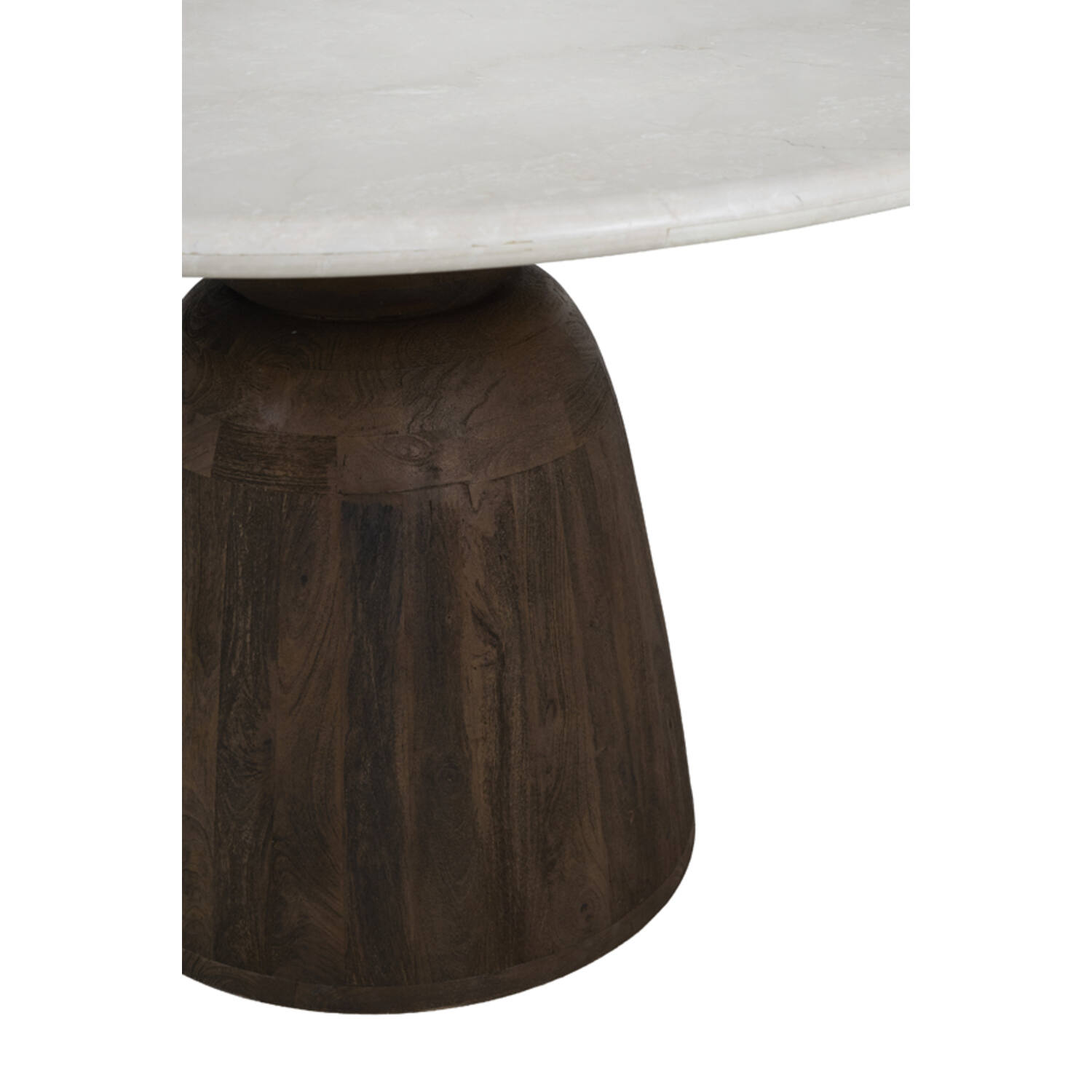 Dining table Ø140x76 cm SOY marble sand+mango wood choc brwn