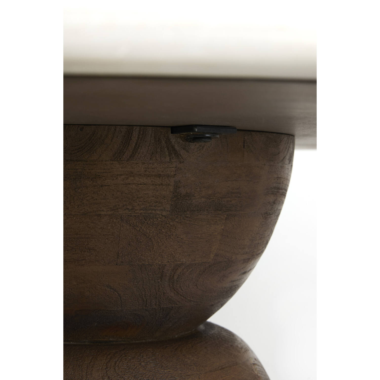 Dining table Ø140x76 cm SOY marble sand+mango wood choc brwn