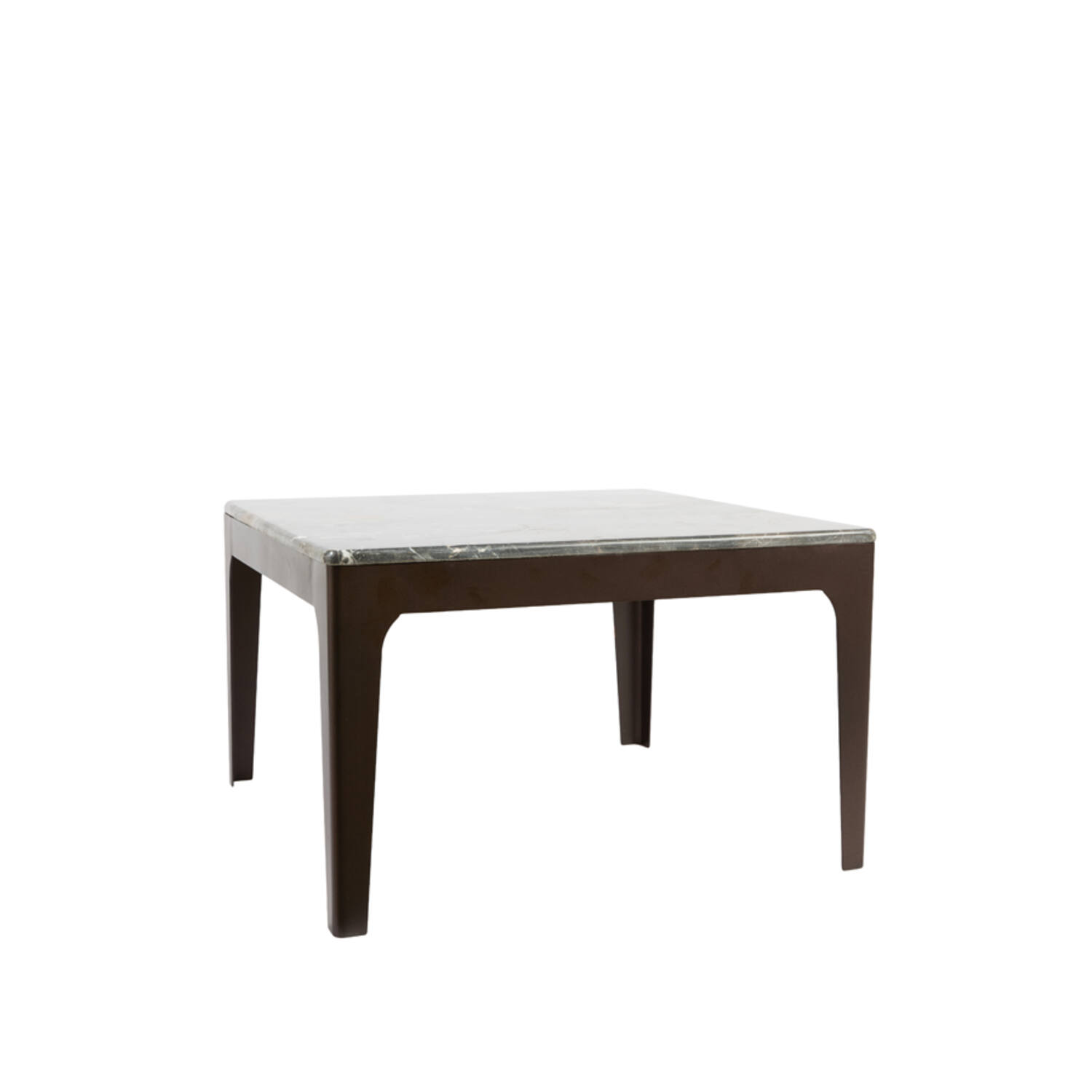 Side table 61x61x38 cm LEV marble dark brown+antique bronze