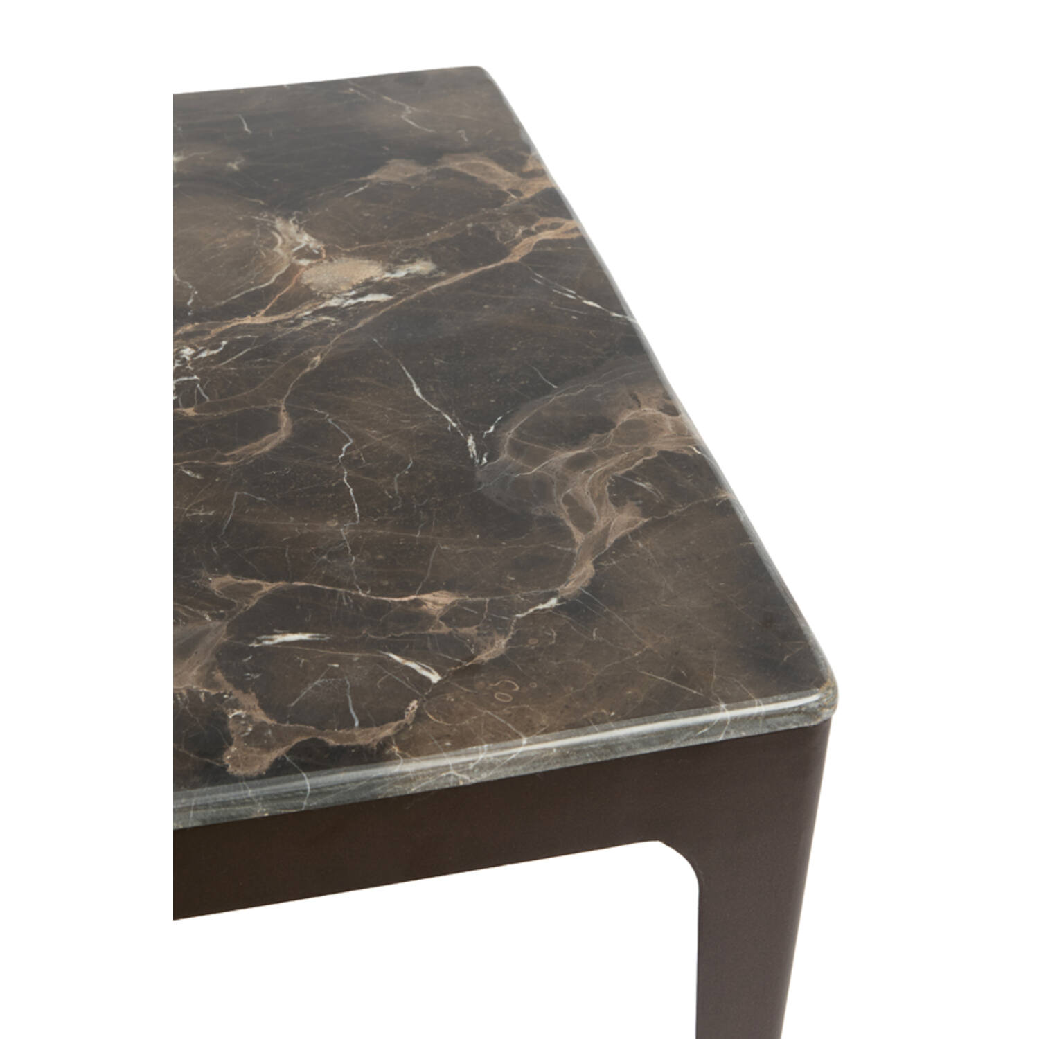 Side table 61x61x38 cm LEV marble dark brown+antique bronze
