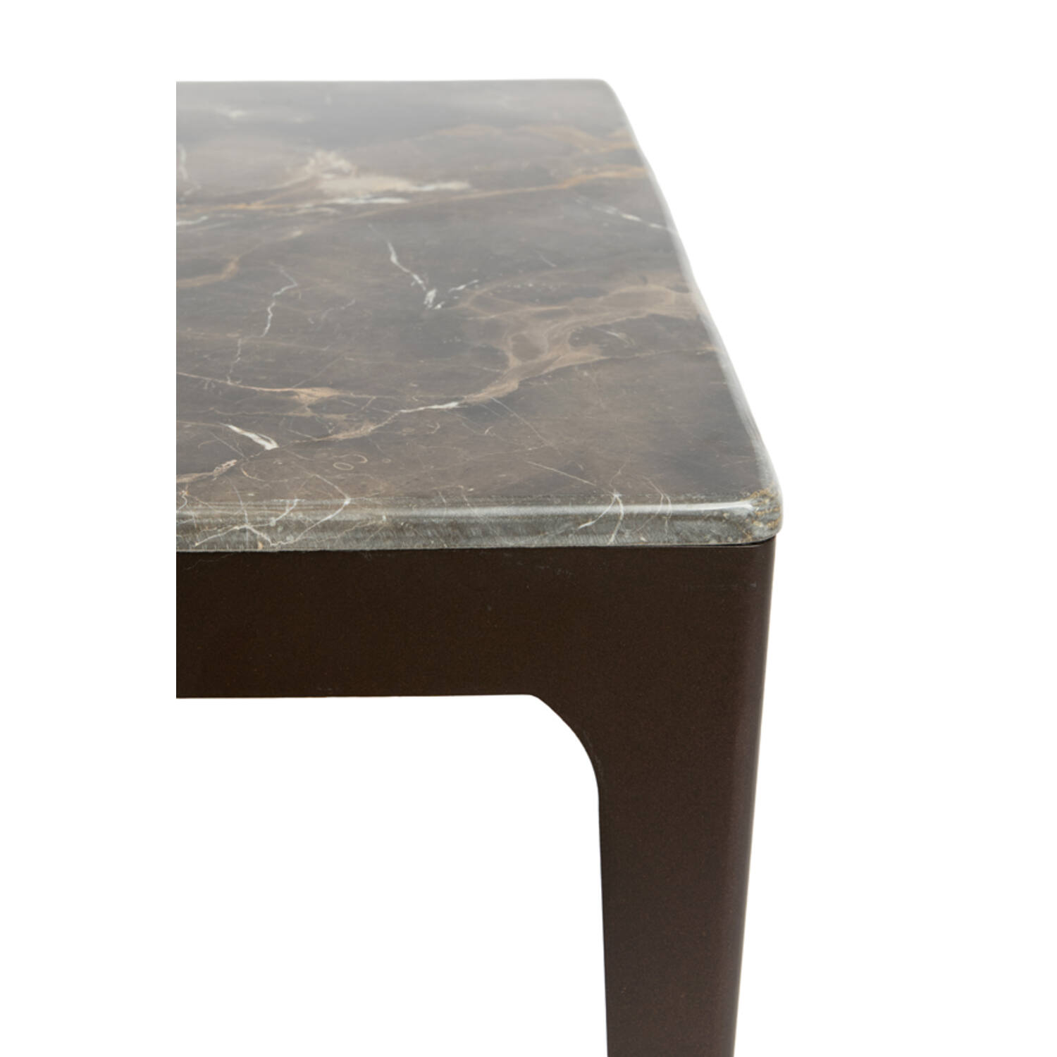 Side table 61x61x38 cm LEV marble dark brown+antique bronze