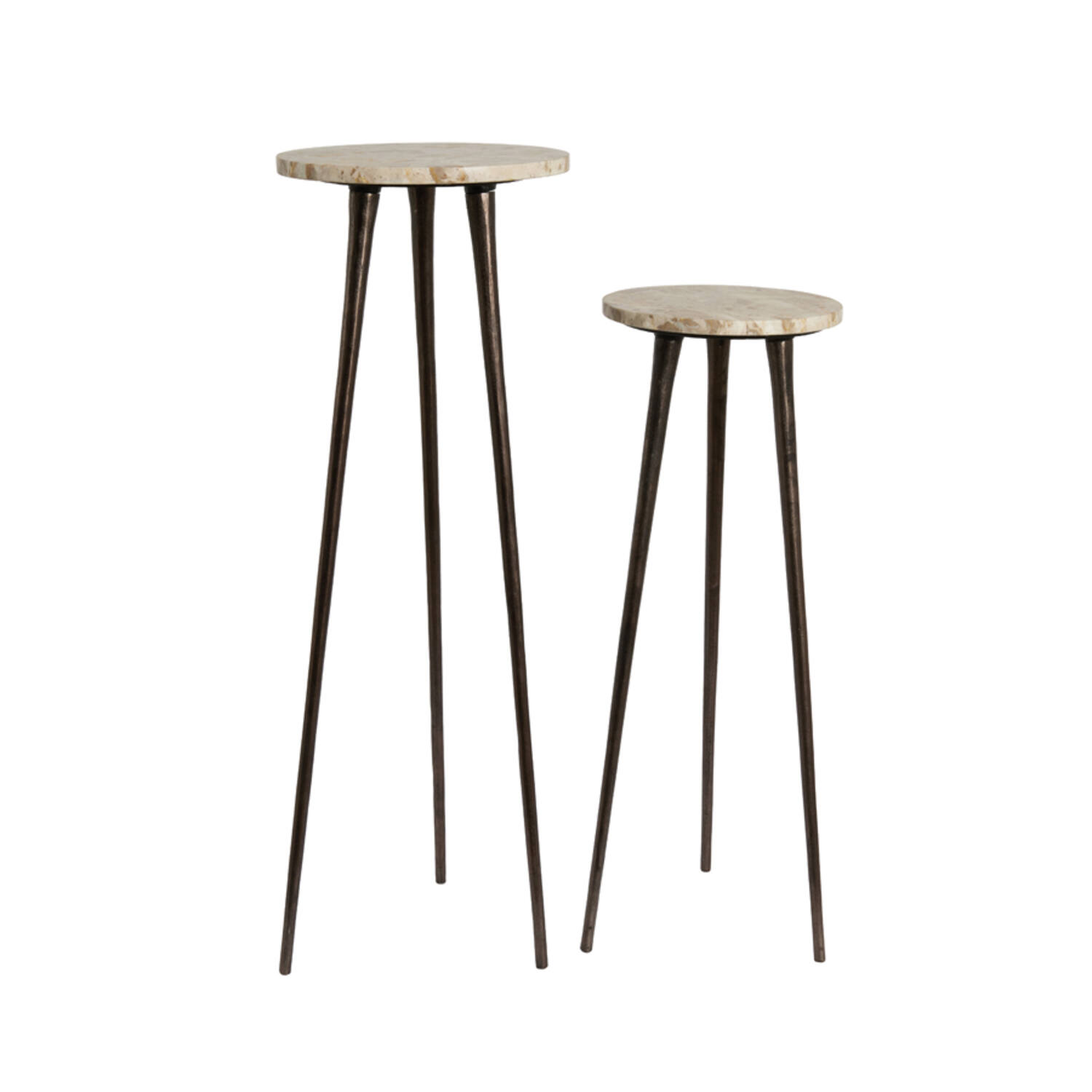 Pillar S/2 Ø30x84+Ø35x101,5 cm ZYN marble taupe+brown bronze