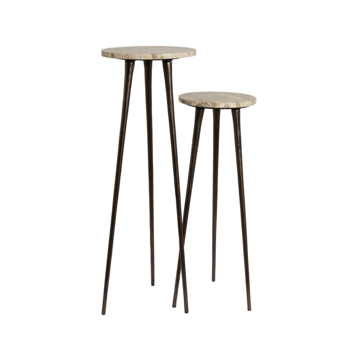 Pillar S/2 Ø30x84+Ø35x101,5 cm ZYN marble taupe+brown bronze