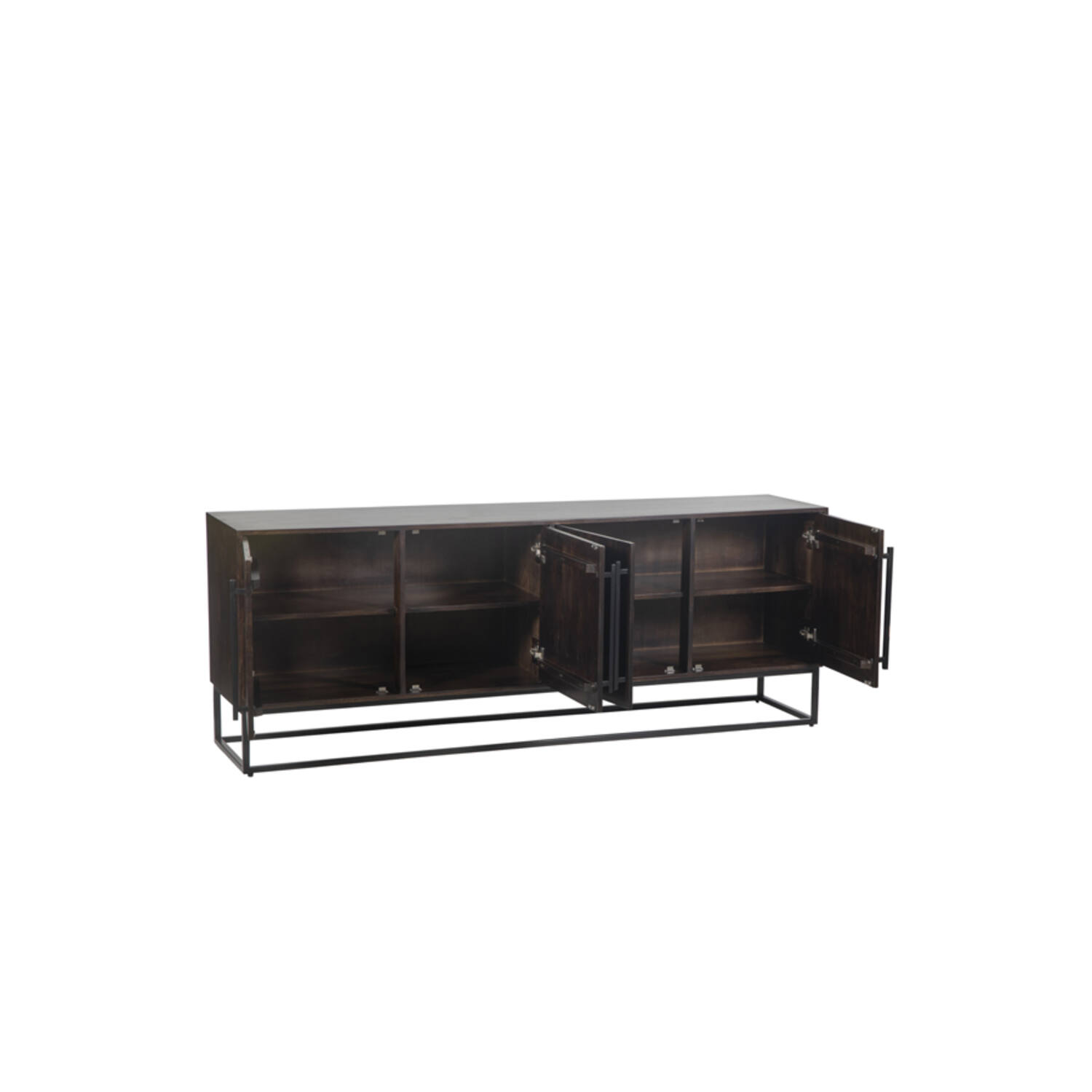 Cabinet 200x45x75 cm QUYN mango wood chocolate brown+black