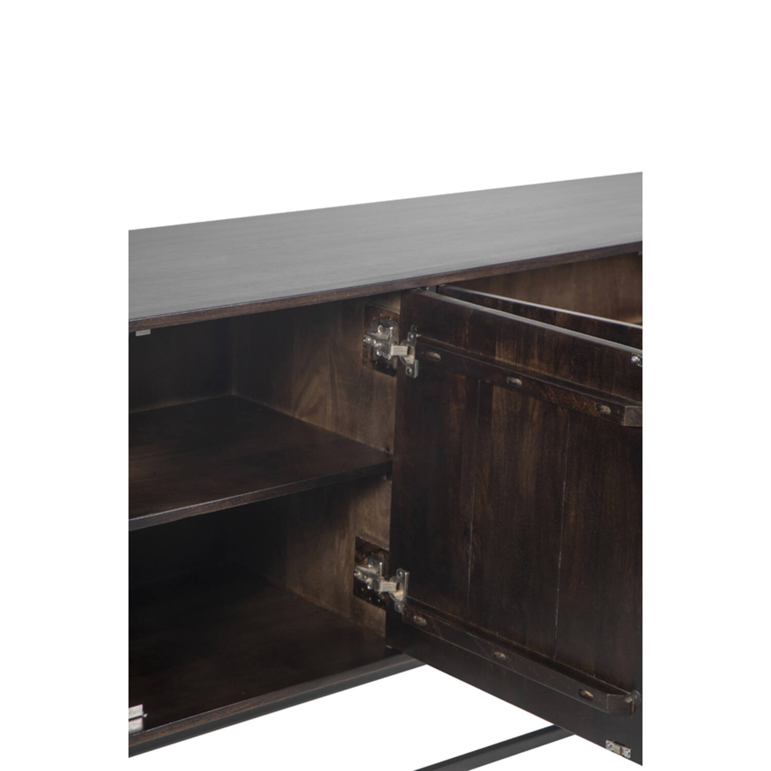 Cabinet 200x45x75 cm QUYN mango wood chocolate brown+black