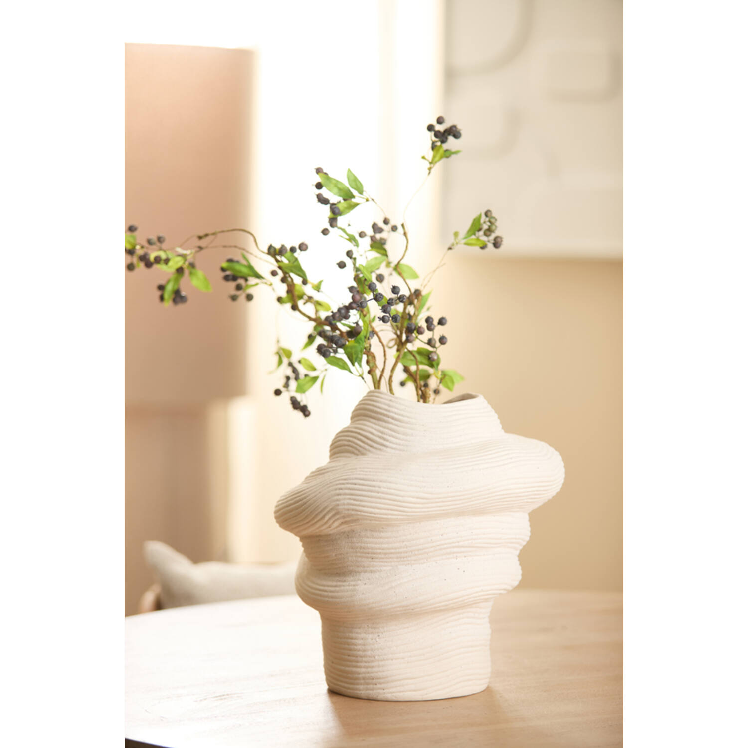 Vaas deco 33,5x32x34 cm LUZZ mat crème