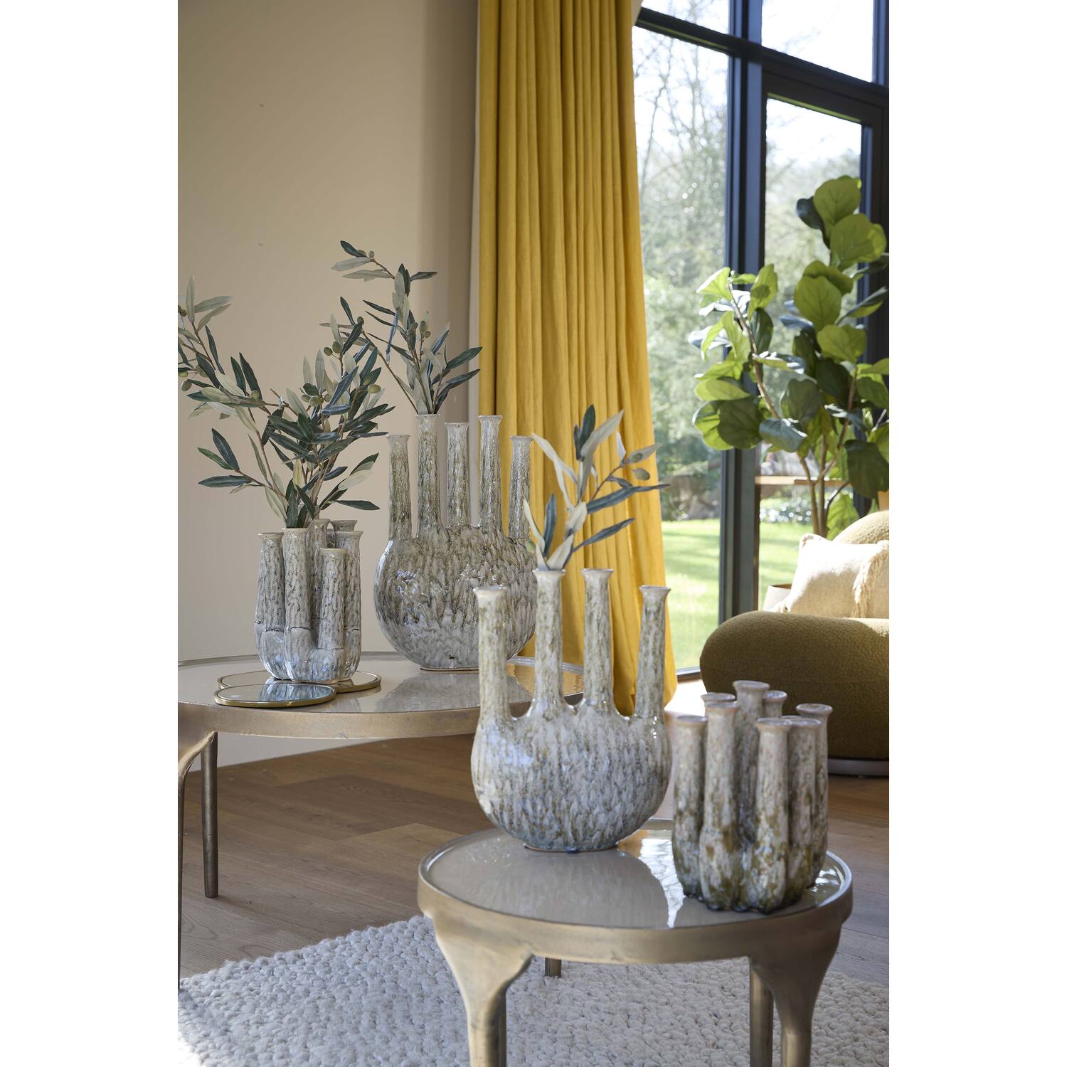 Vaas deco 25x17x30 cm LEANJA keramiek beige
