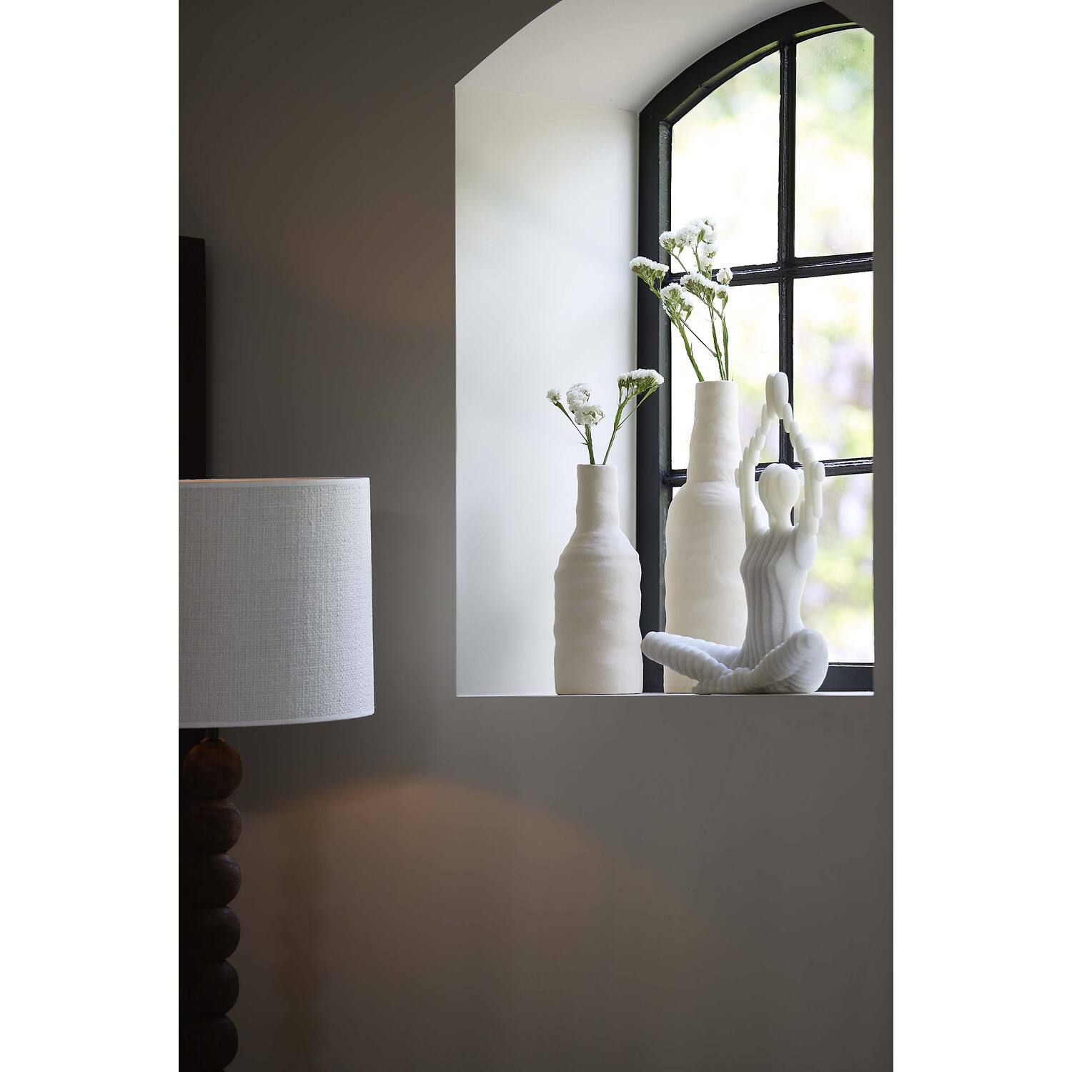 Vaas deco Ø8,5x20 cm SESTO keramiek mat crème