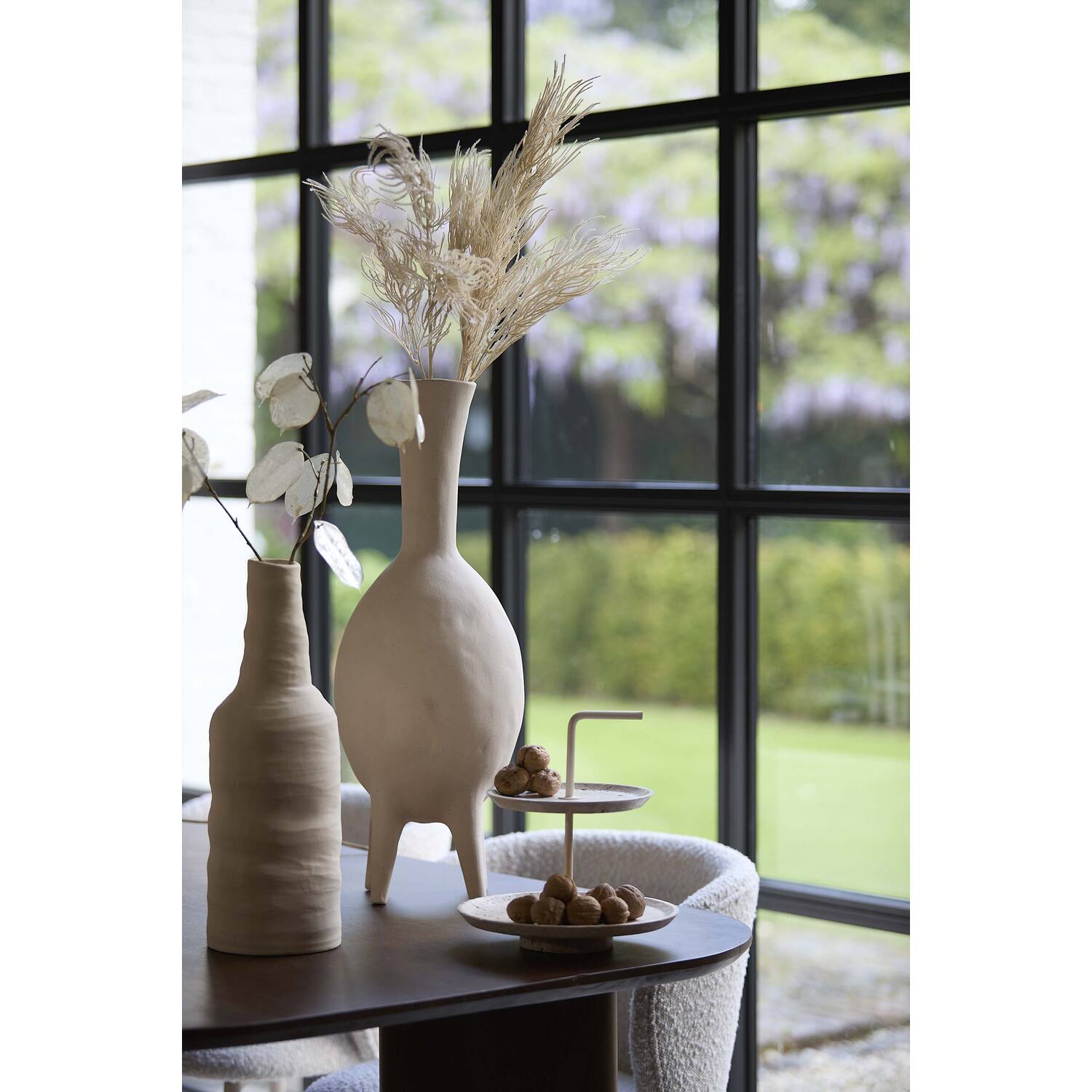 Vaas deco Ø14,5x42 cm SESTO keramiek mat crème