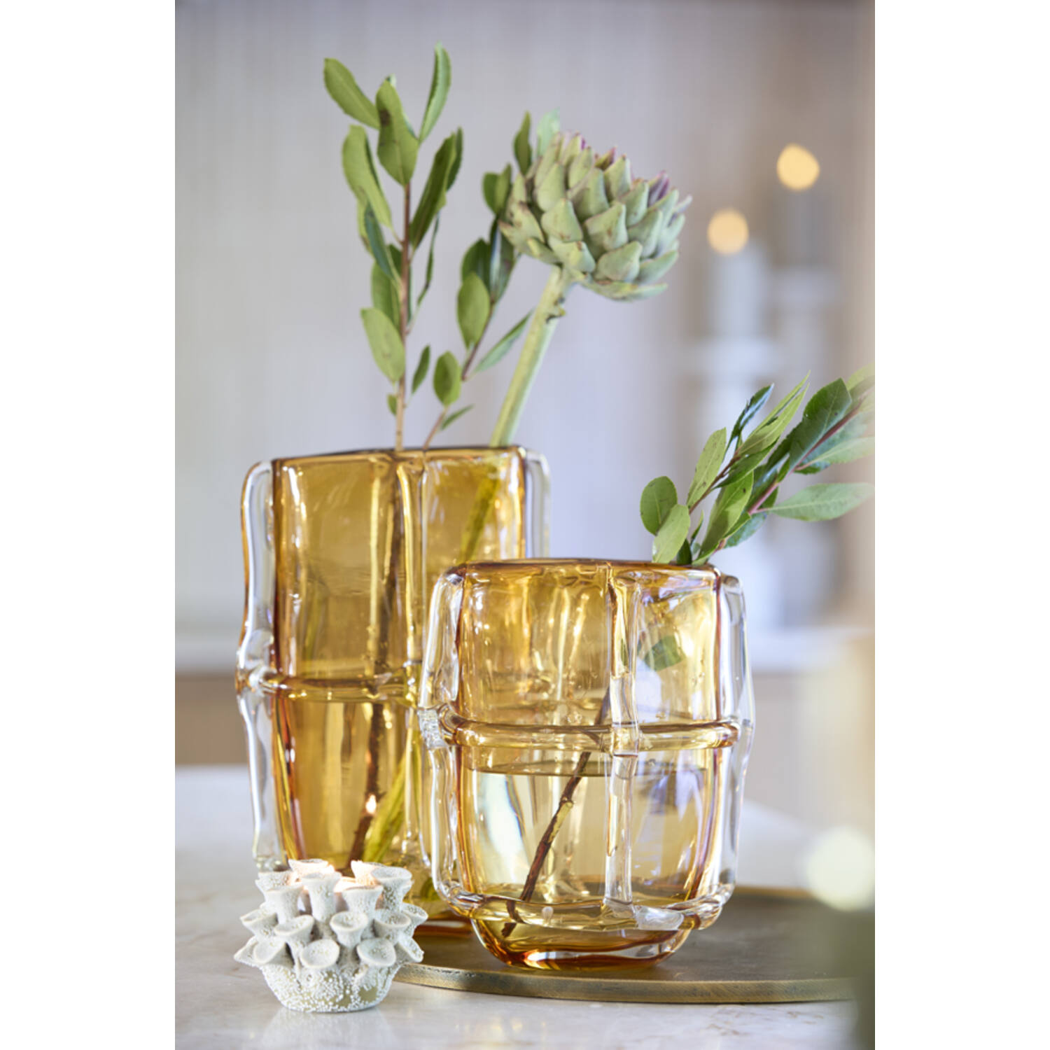 Vase 20,5x13x29 cm ASHORO glass amber